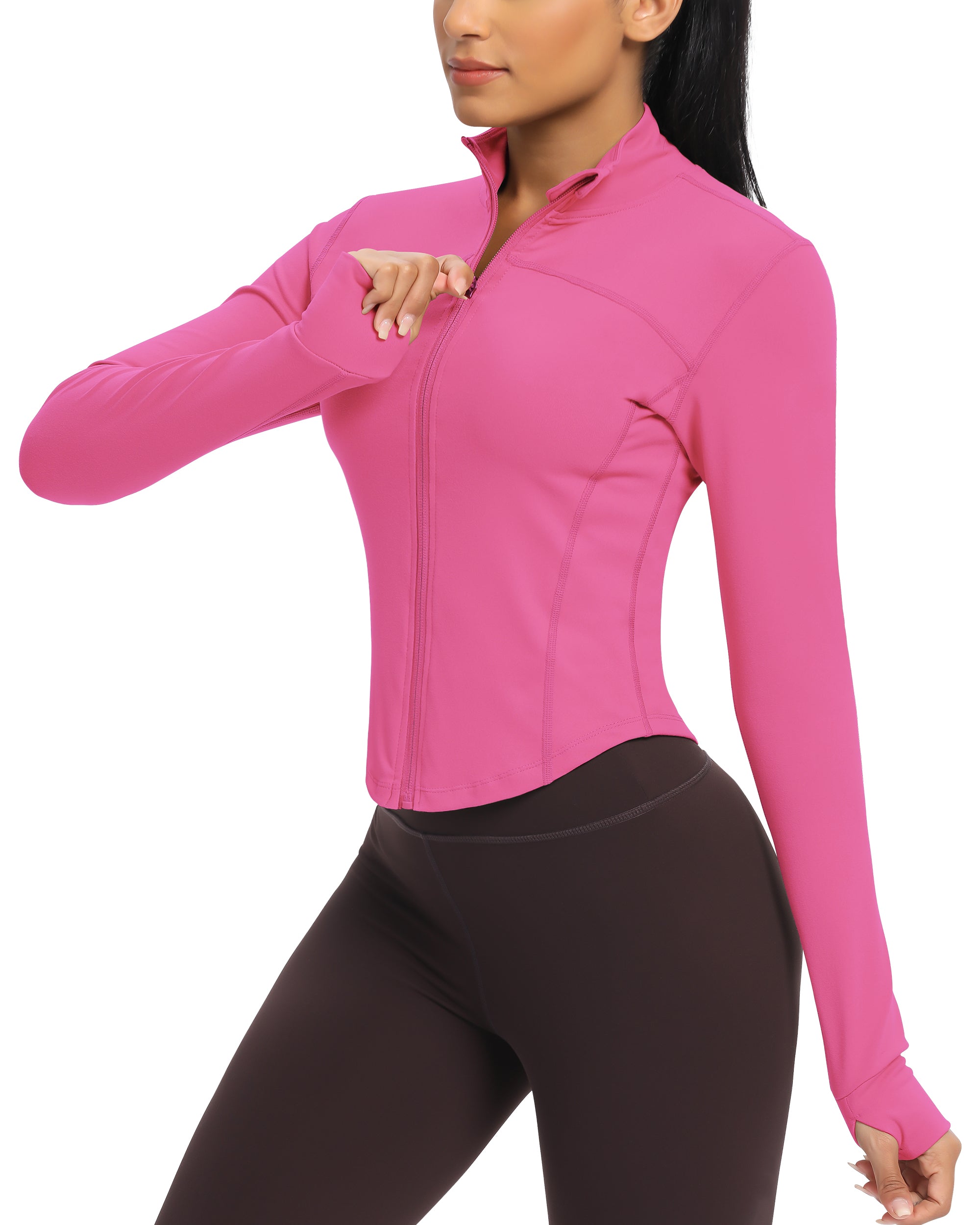 QUEENIEKE Korte sportjas voor dames – licht ademend yoga-bovendeel met duimgaten voor fitness en training, wit, 40-42 QUEENIEKE Korte sportjas voor dames – licht ademend yoga-bovendeel met duimgaten voor fitness en training, wit, 40-42