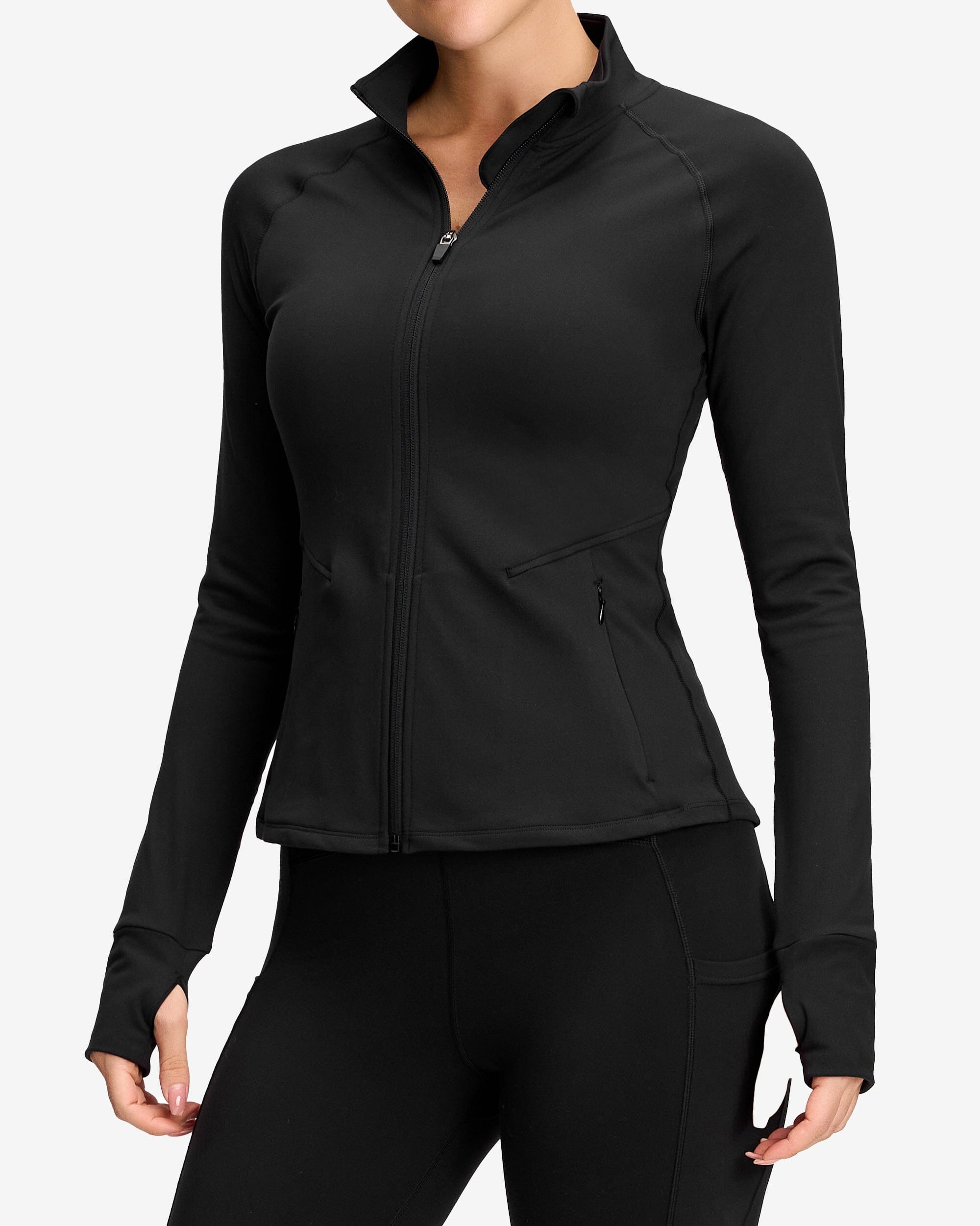 Cropped Full Zip Jacket With Pockets