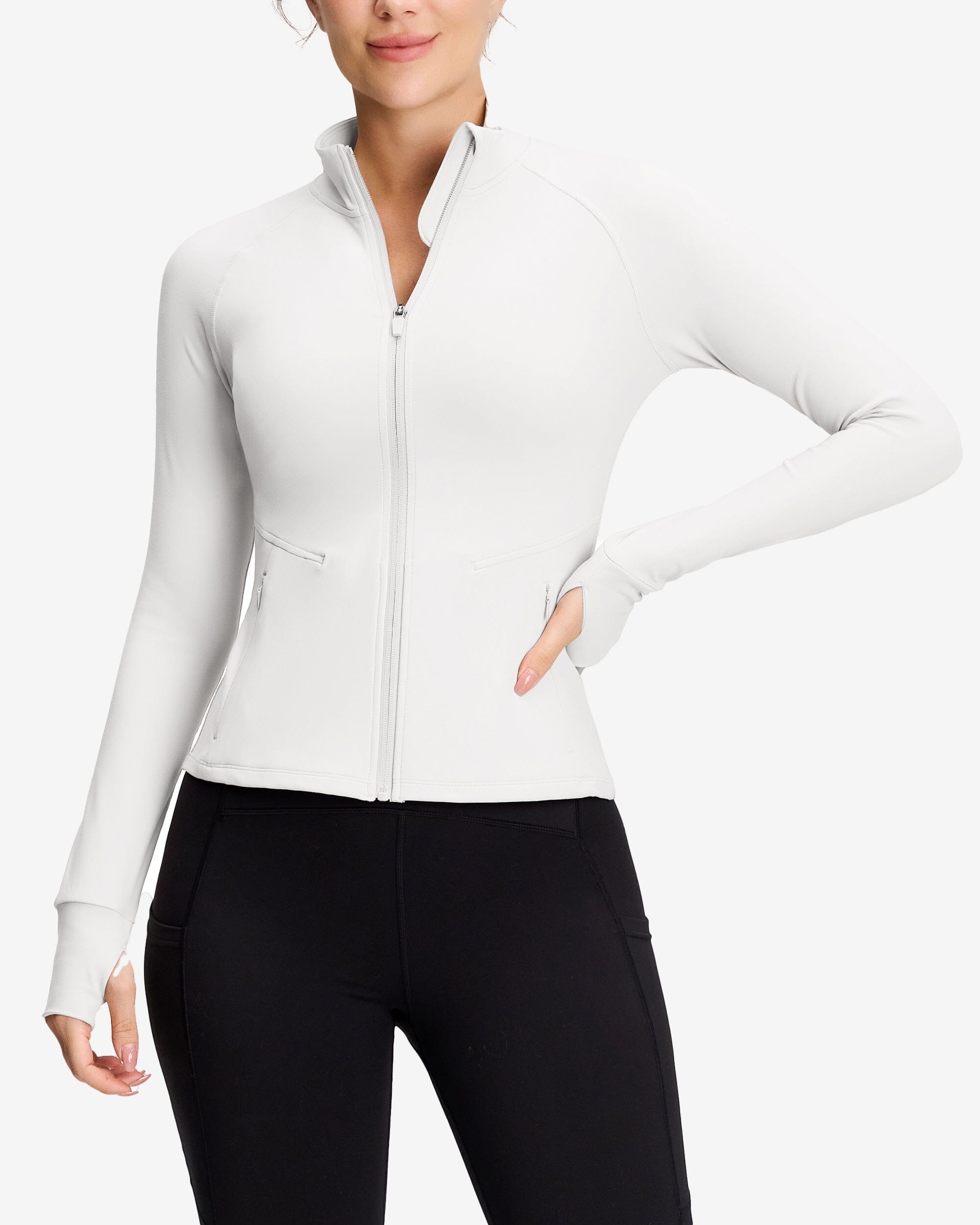 Cropped Full Zip Jacket With Pockets