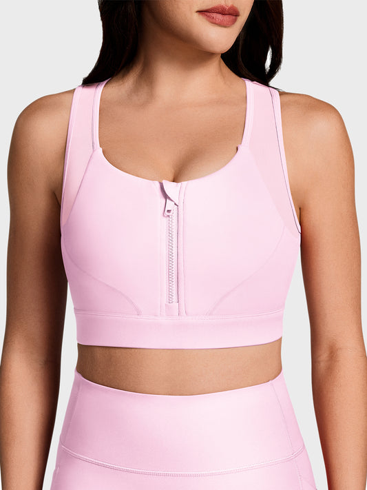 BareLuxe Medium Support Front Zipper Sports Bra  252208