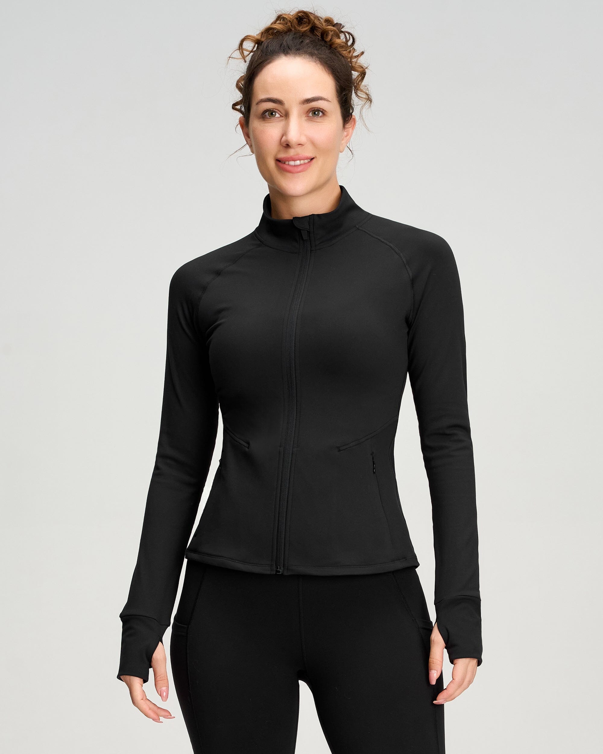 Cropped Full Zip Jacket With Pockets