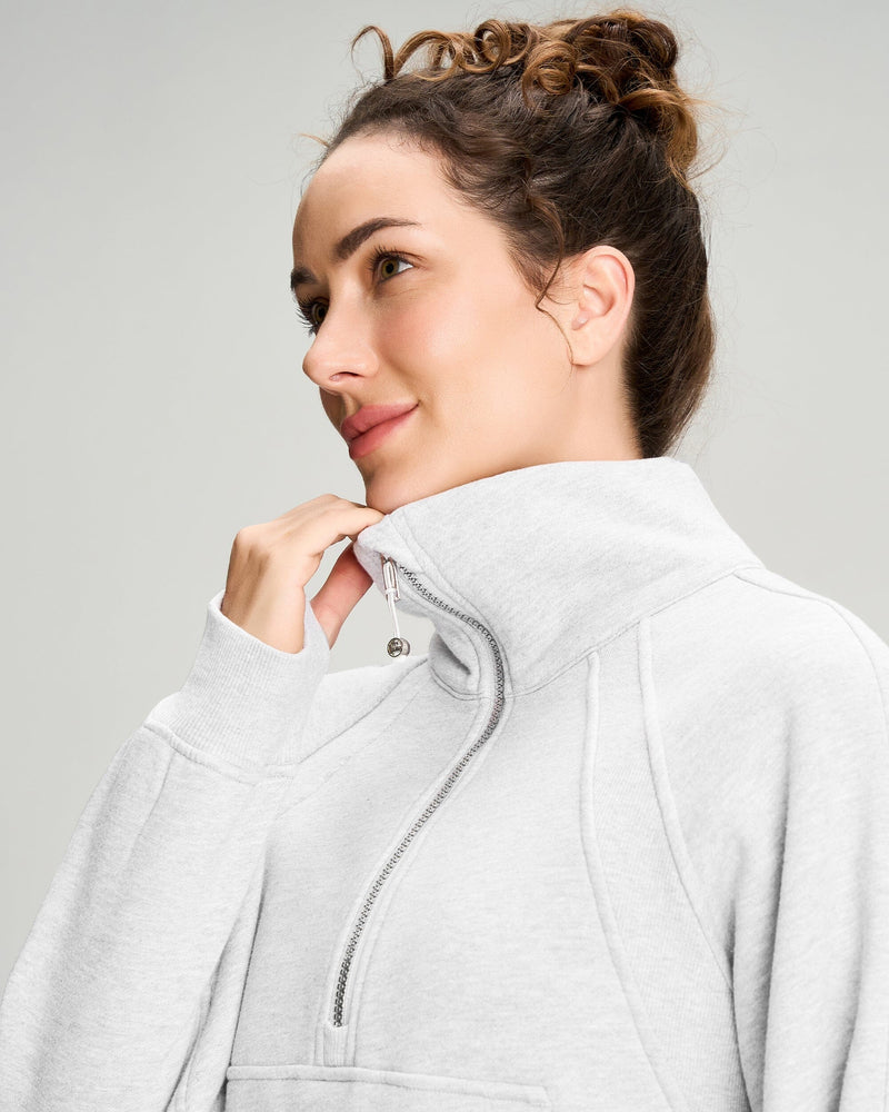 Half Zip Fleece Crop Sweatshirt