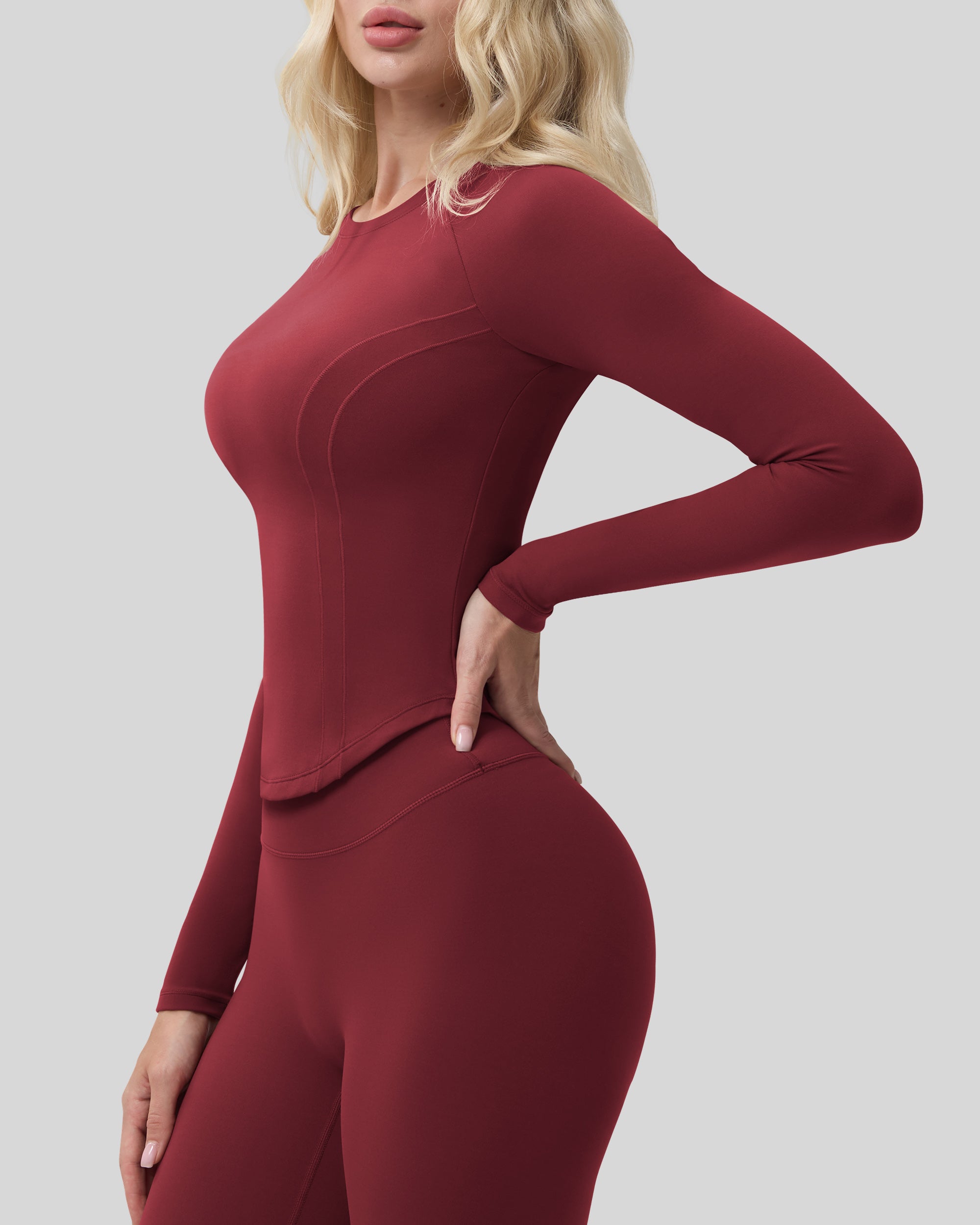Bareluxe Long Sleeve Workout Tops for Women, Cropped Slim Fit 254405