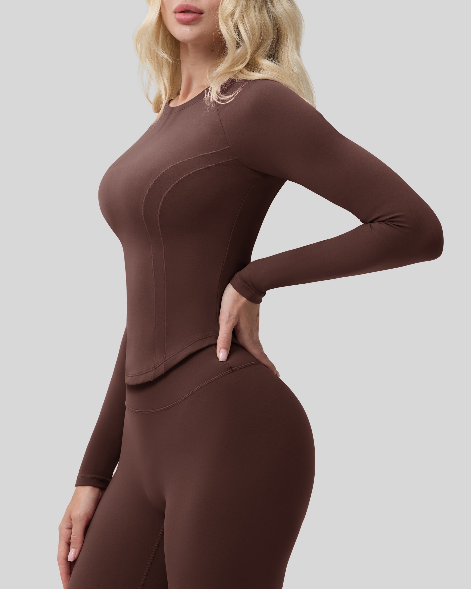 Bareluxe Long Sleeve Workout Tops for Women, Cropped Slim Fit 254405