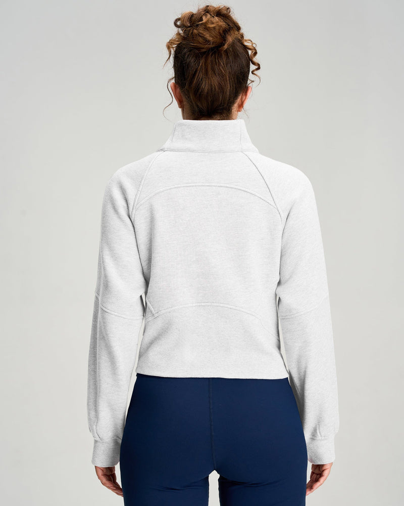 Half Zip Fleece Crop Sweatshirt