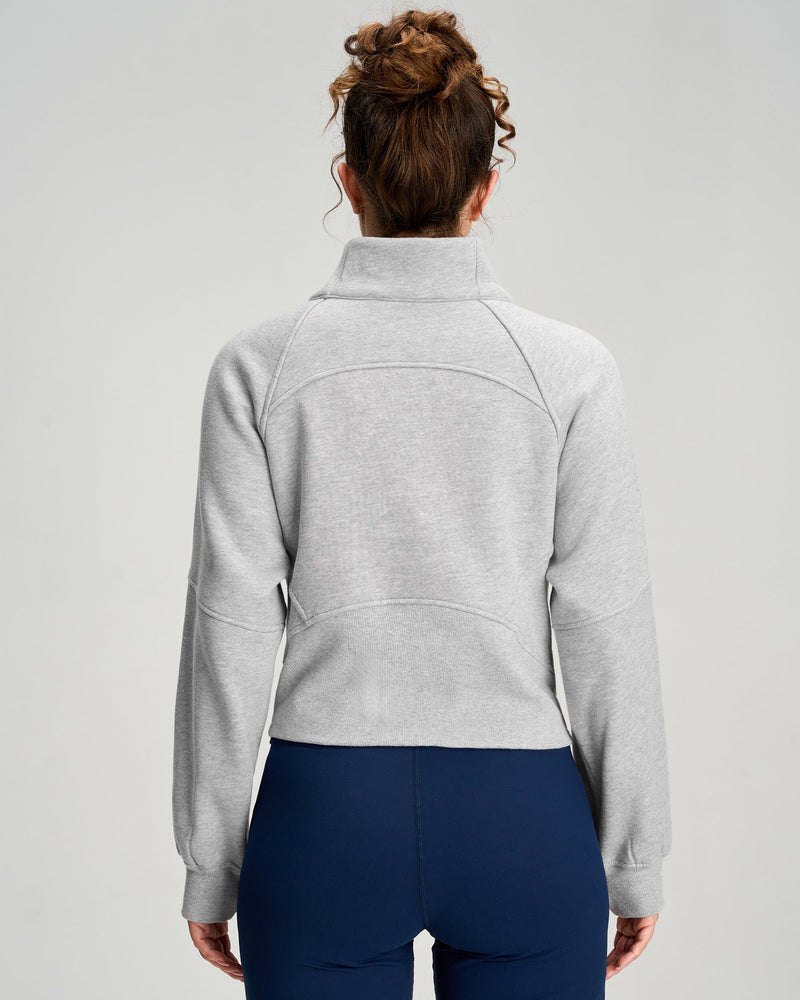 Half Zip Fleece Crop Sweatshirt