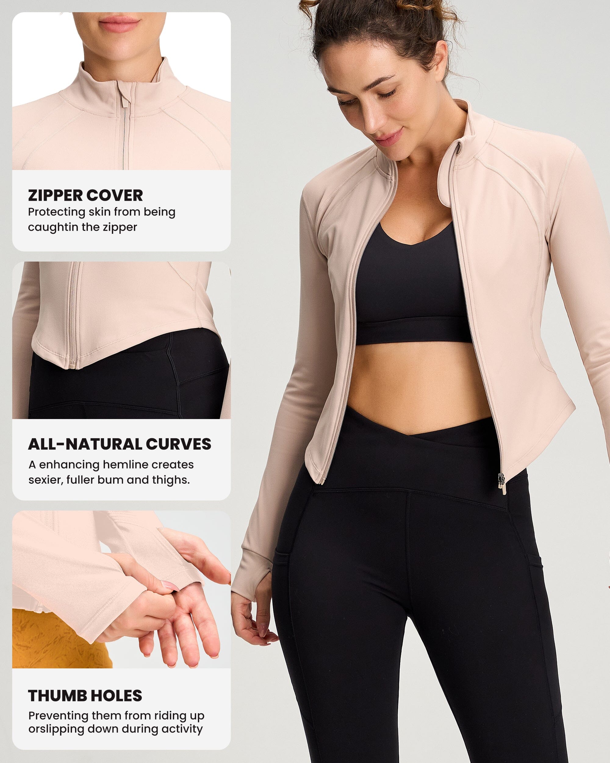 Crop Full Zip Up Jackets 232103