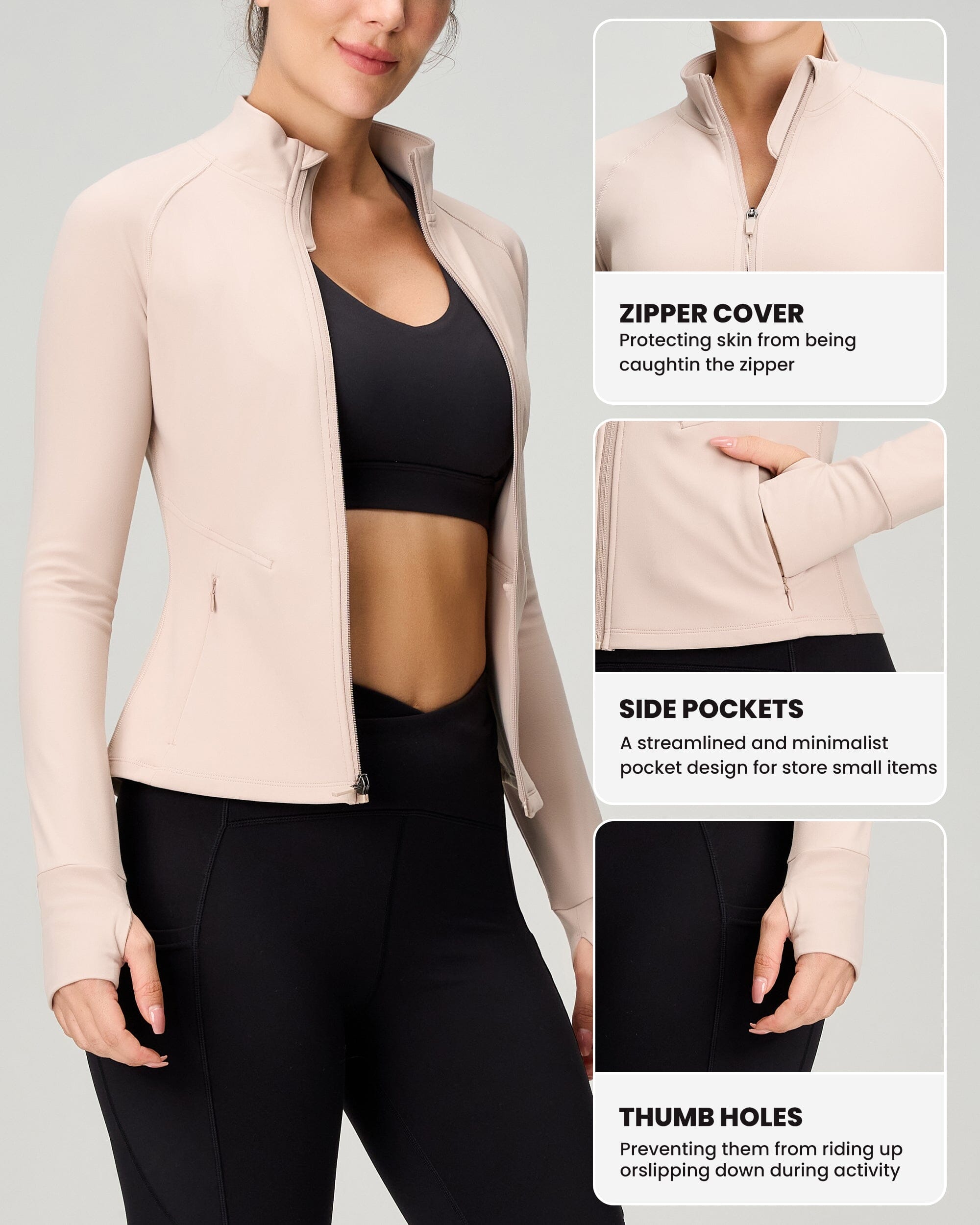 Cropped Full Zip Jacket With Pockets