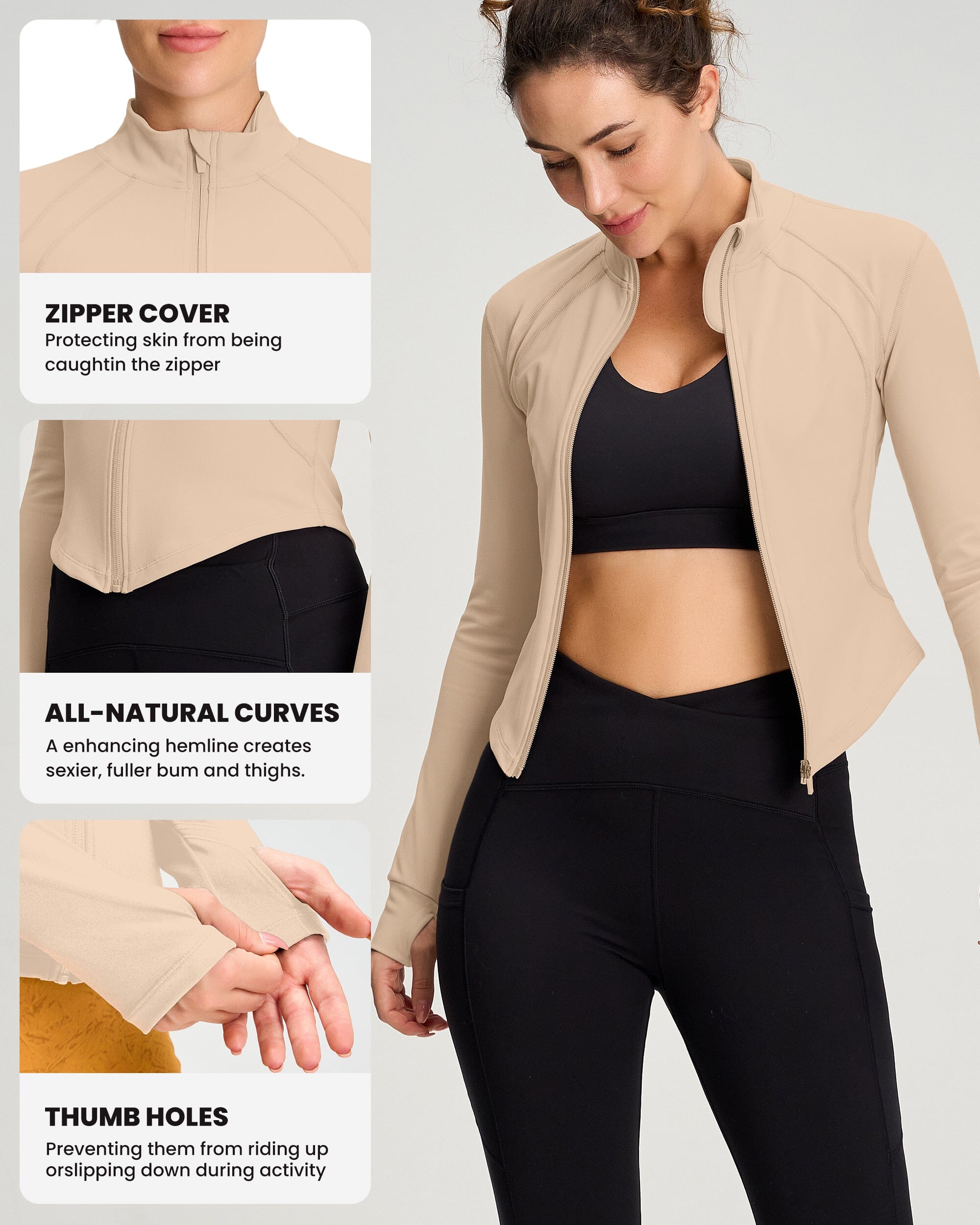 Crop Full Zip Up Jackets 232103