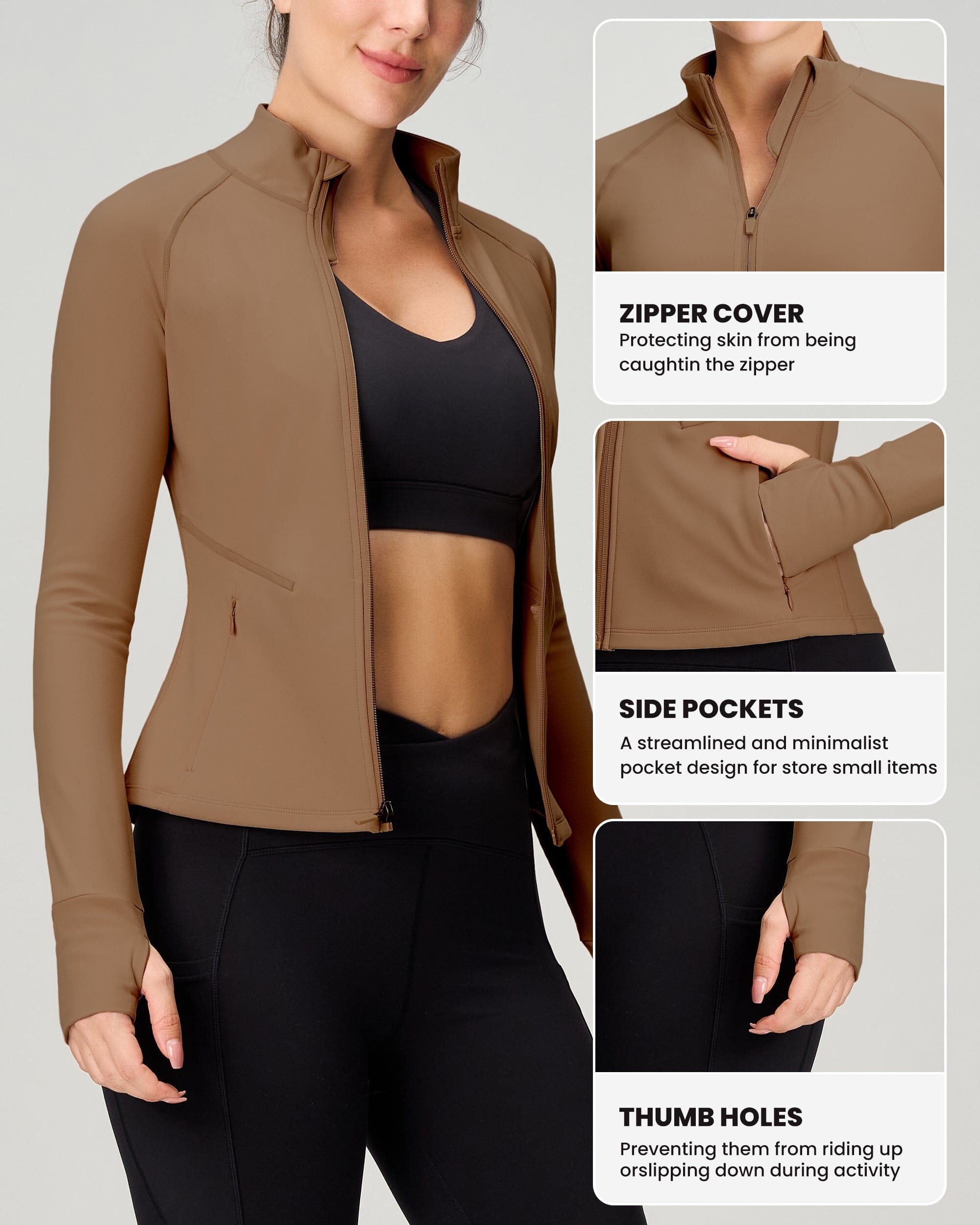 Cropped Full Zip Jacket With Pockets