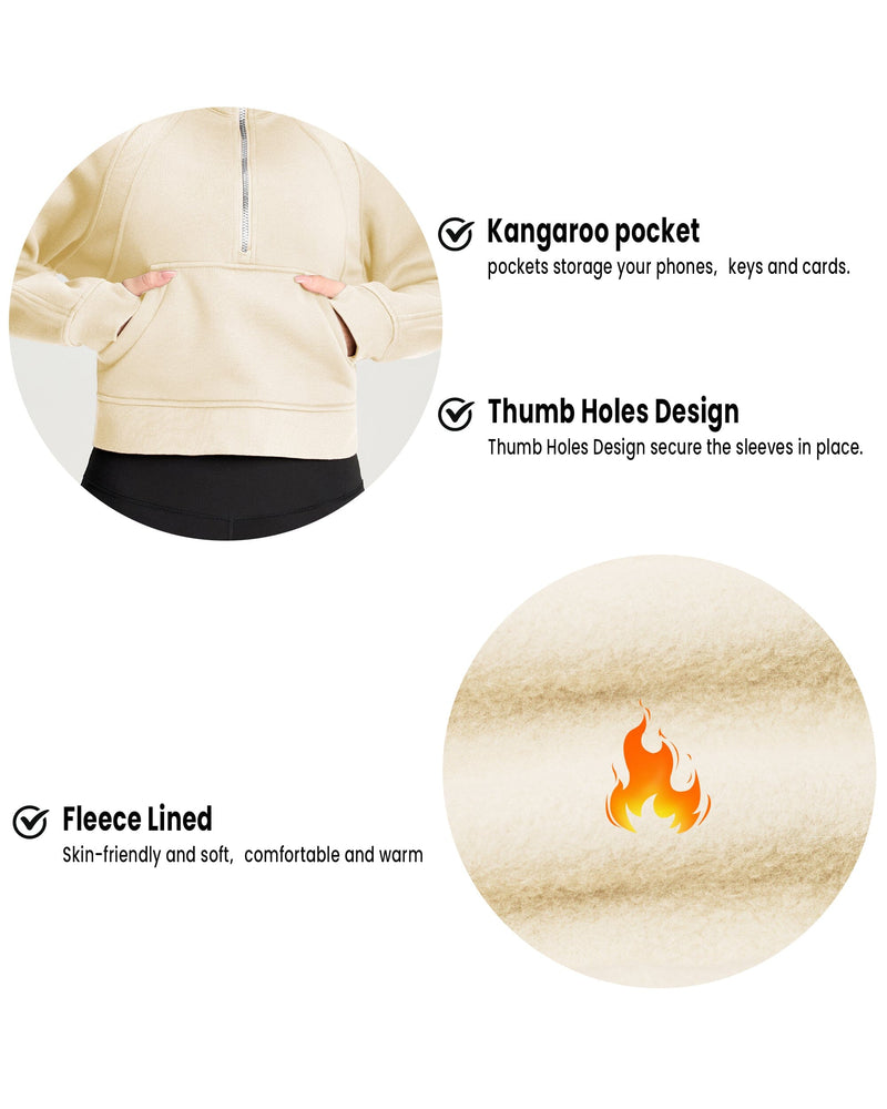 Half Zip Fleece Crop Sweatshirt