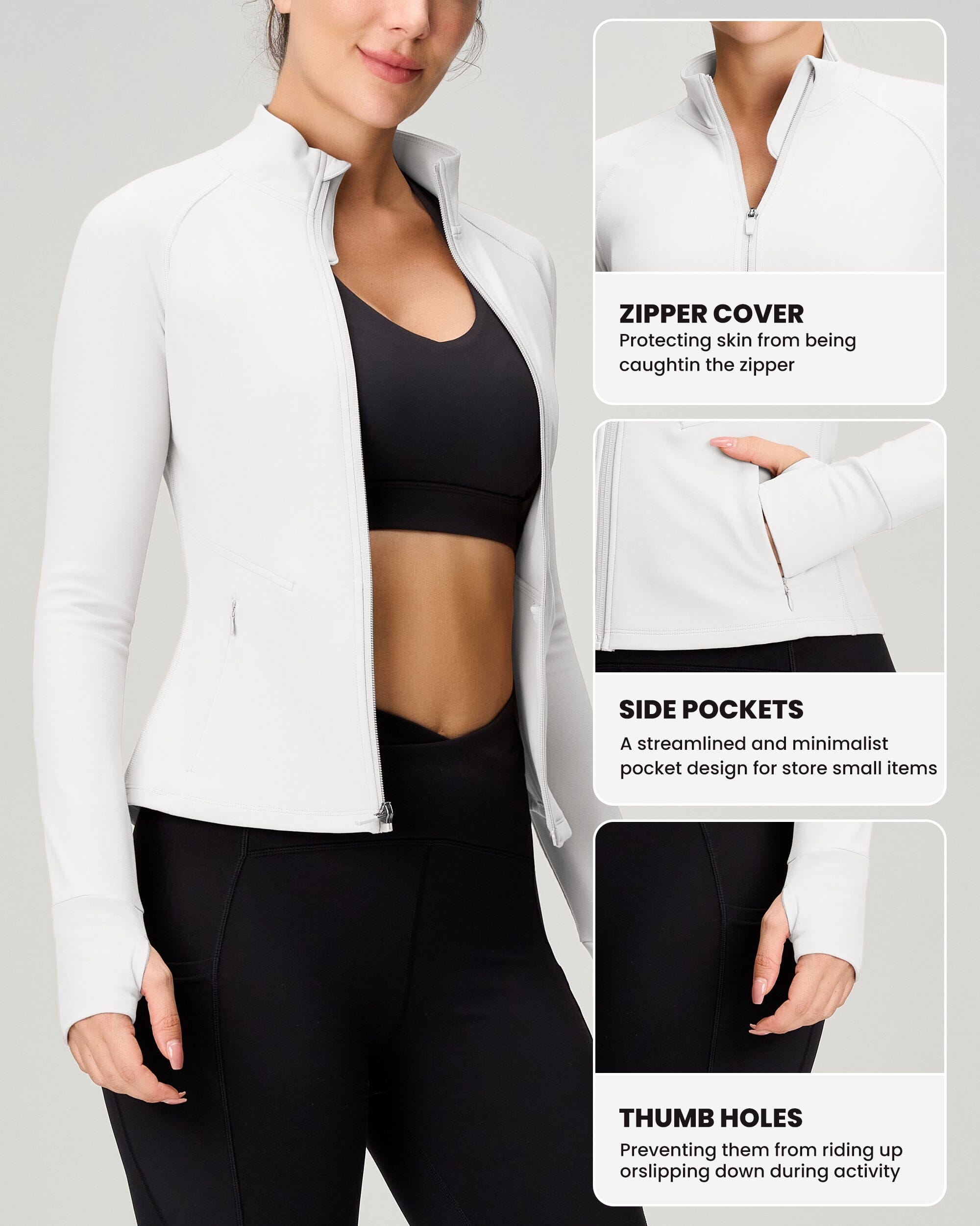 Cropped Full Zip Jacket With Pockets