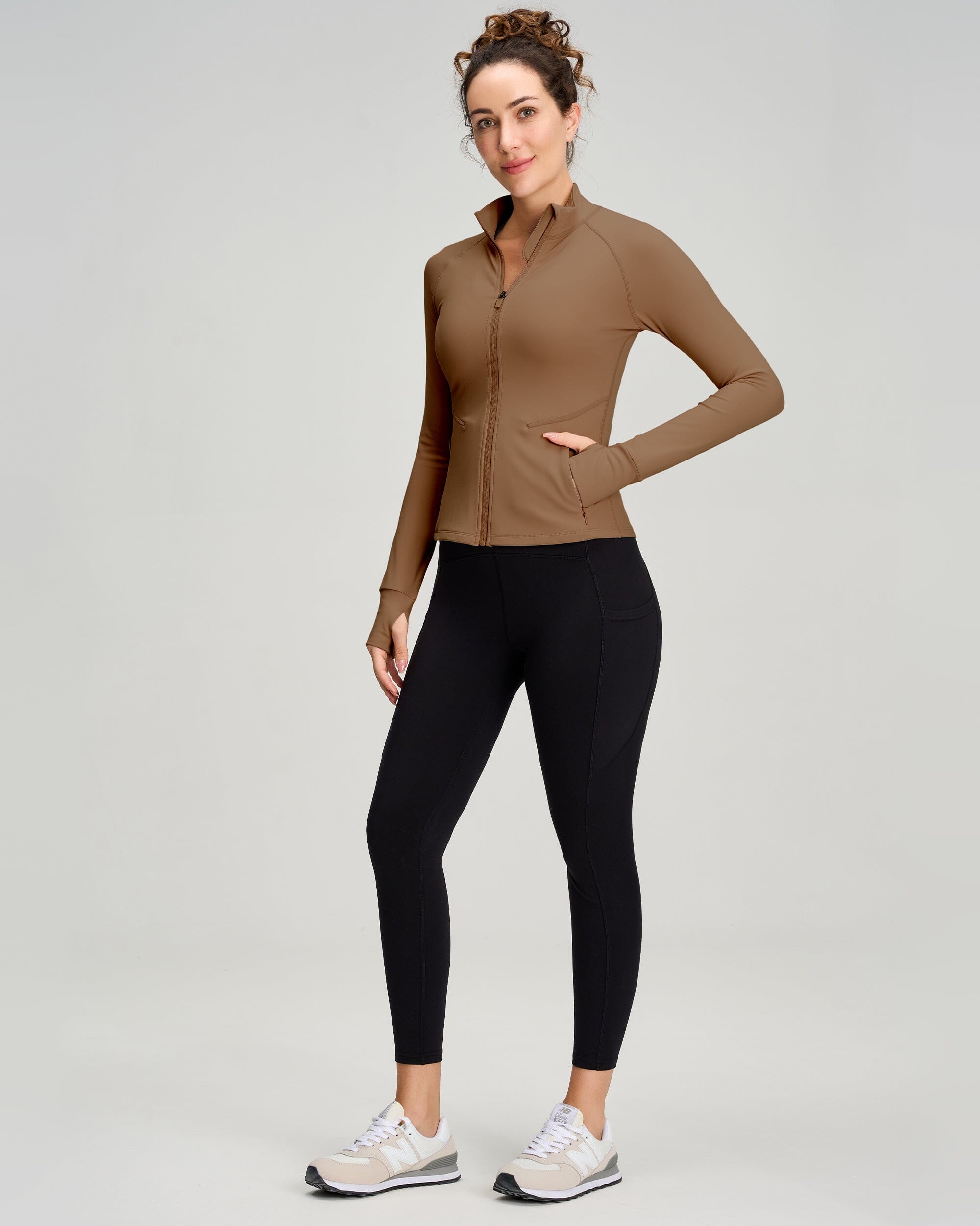 Cropped Full Zip Jacket With Pockets