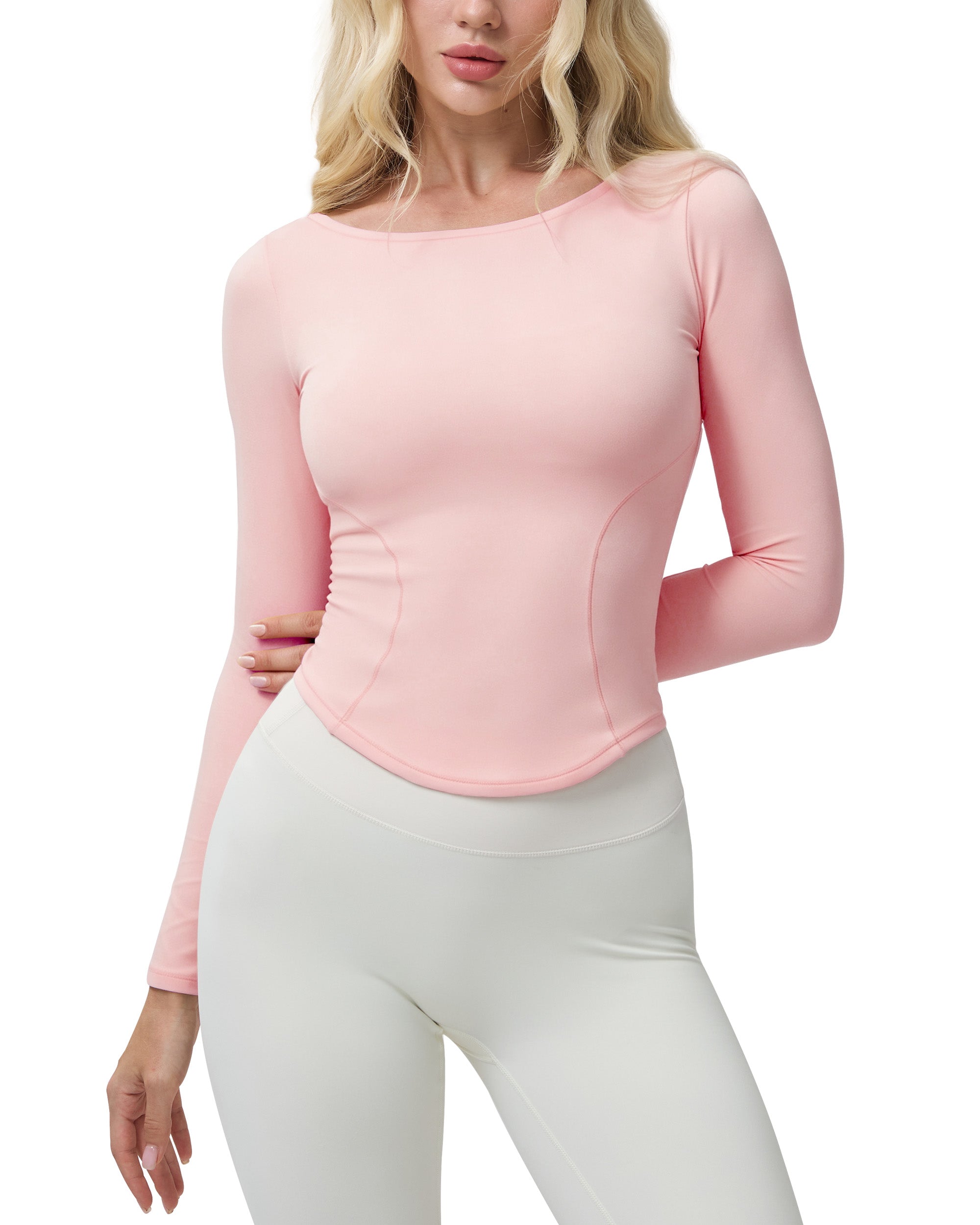 Queenie Ke Bareluxe Boat Neck Tops for Women Long Sleeve 254505