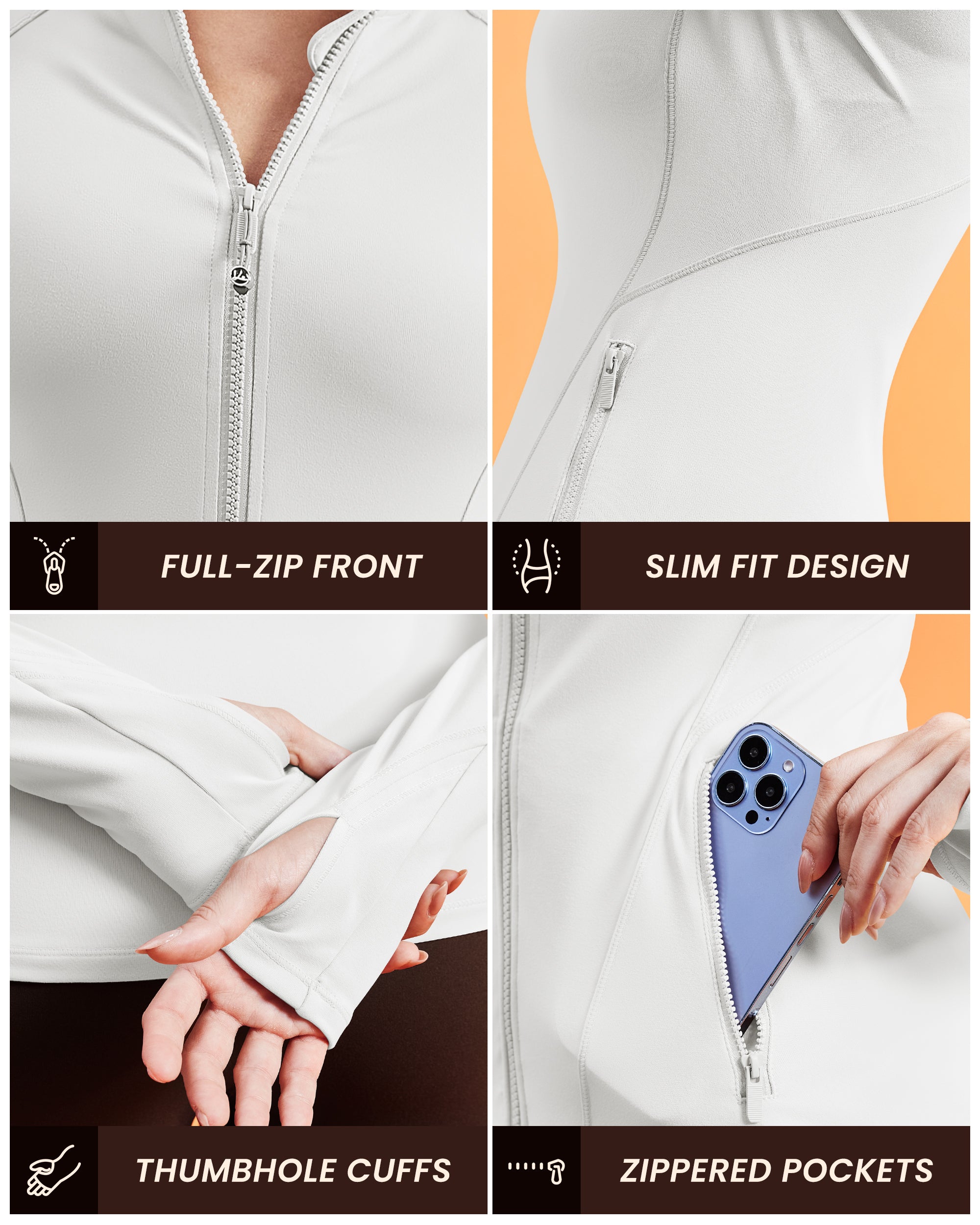 Workout Jackets for Woman Zip Up Long Sleeve Slim Fit Athletic 254403