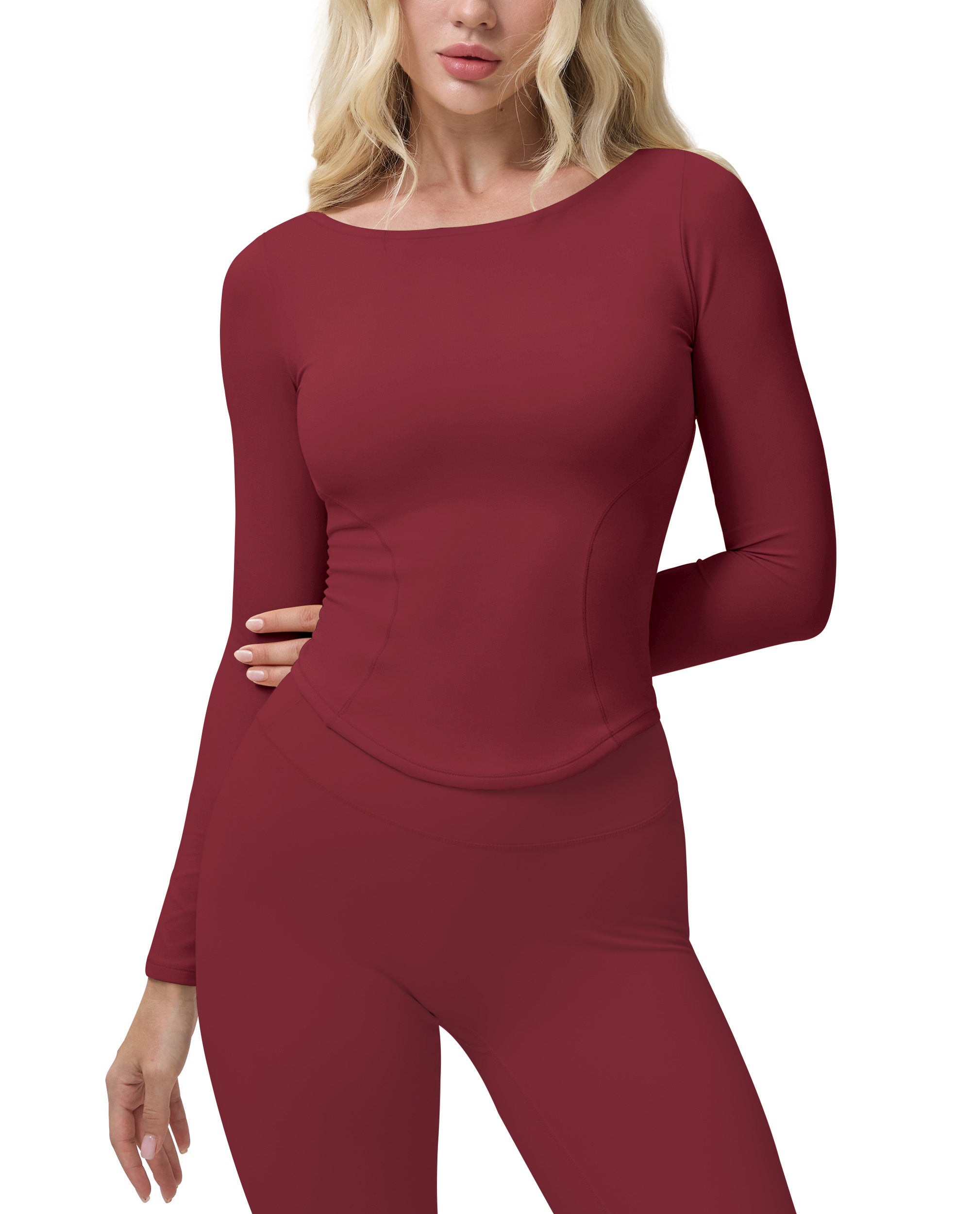 Queenie Ke Bareluxe Boat Neck Tops for Women Long Sleeve 254505