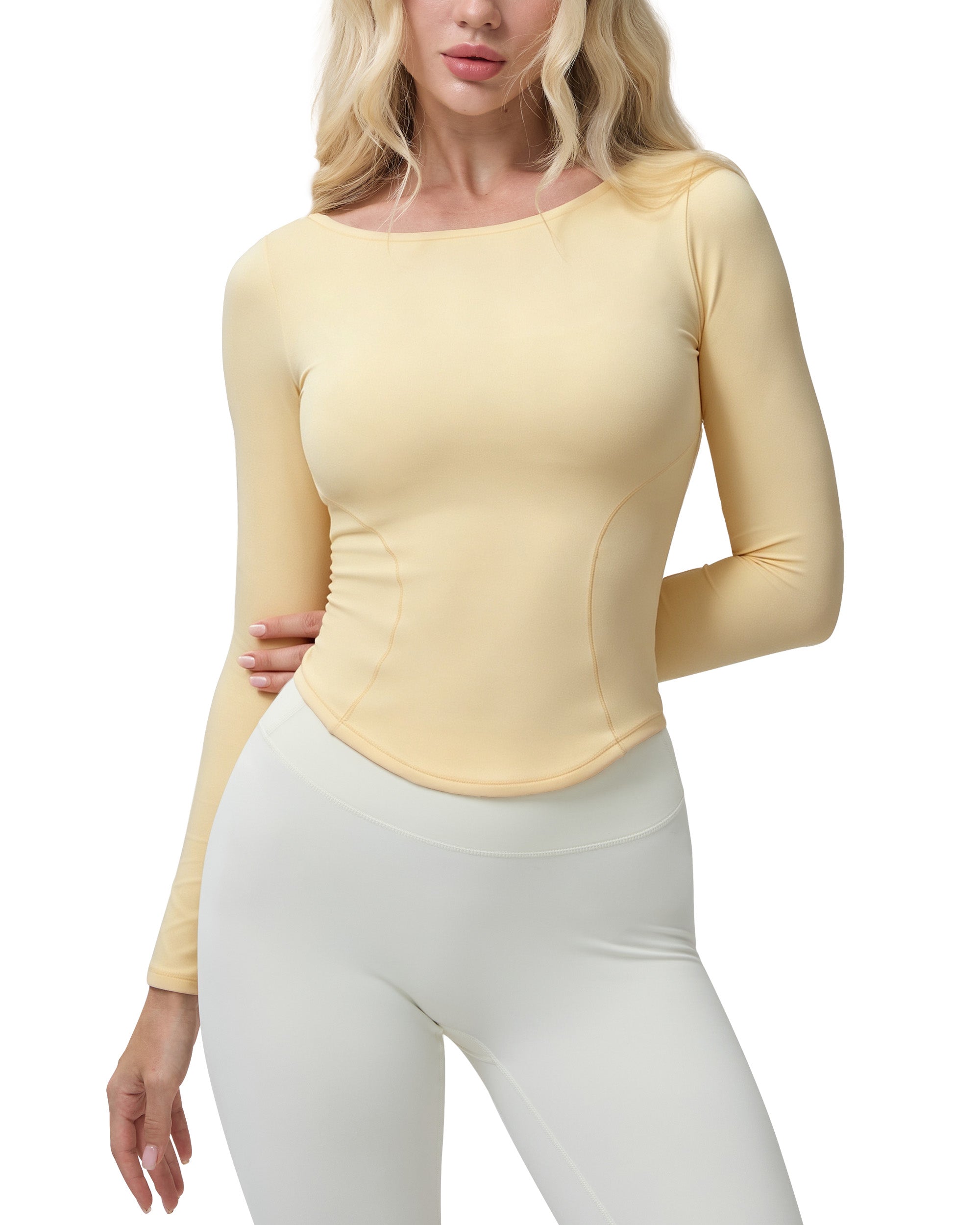 Queenie Ke Bareluxe Boat Neck Tops for Women Long Sleeve 254505