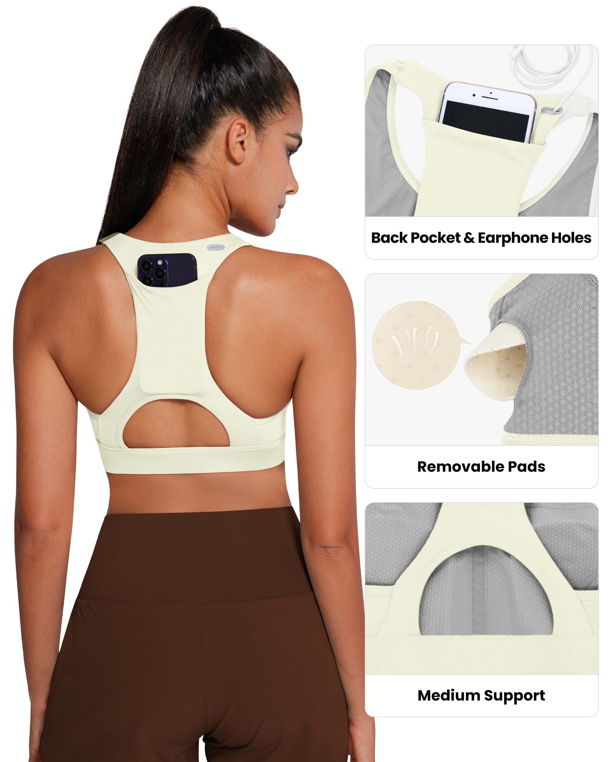 Phone Back Pockets Sport Bra 70927
