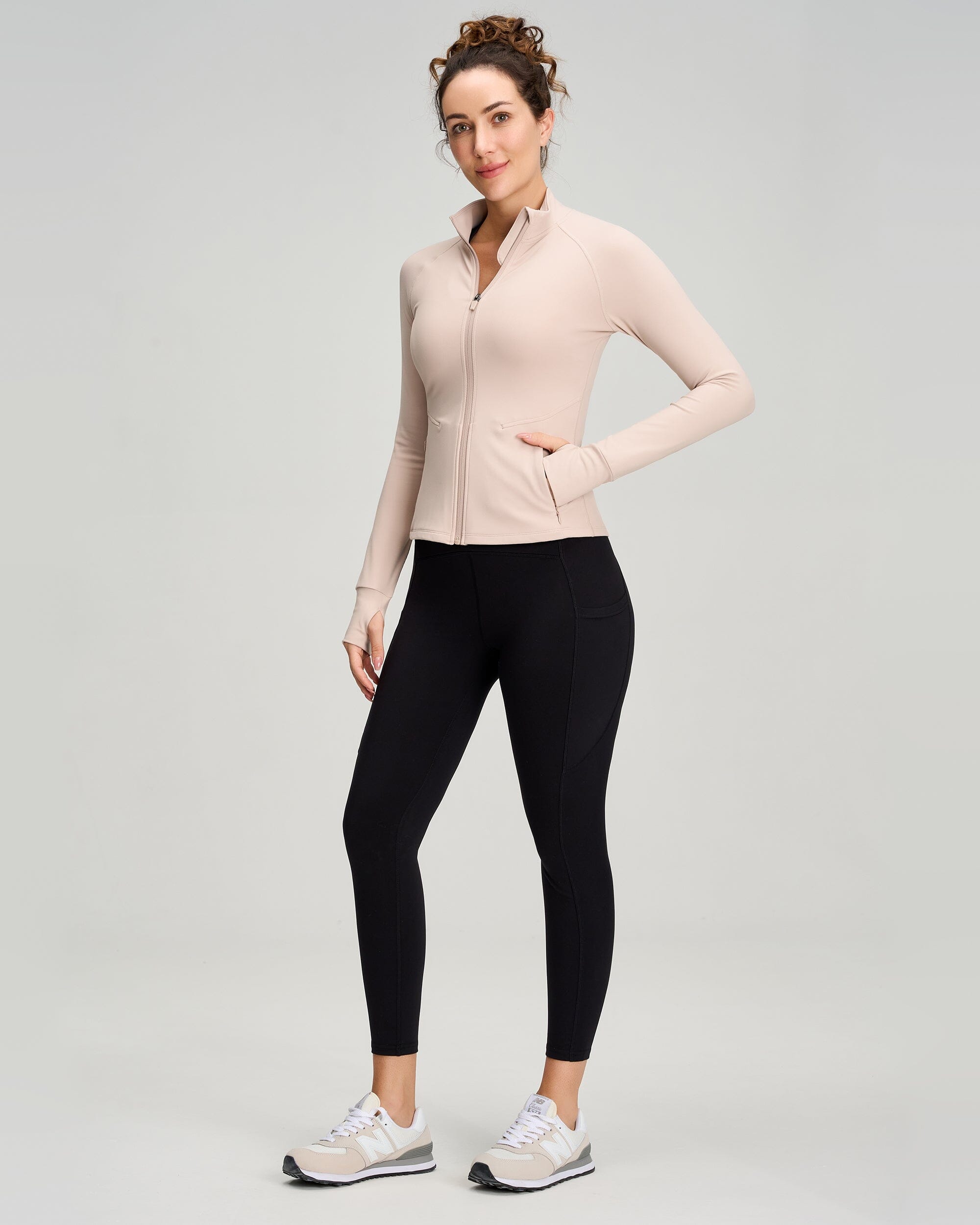 Cropped Full Zip Jacket With Pockets