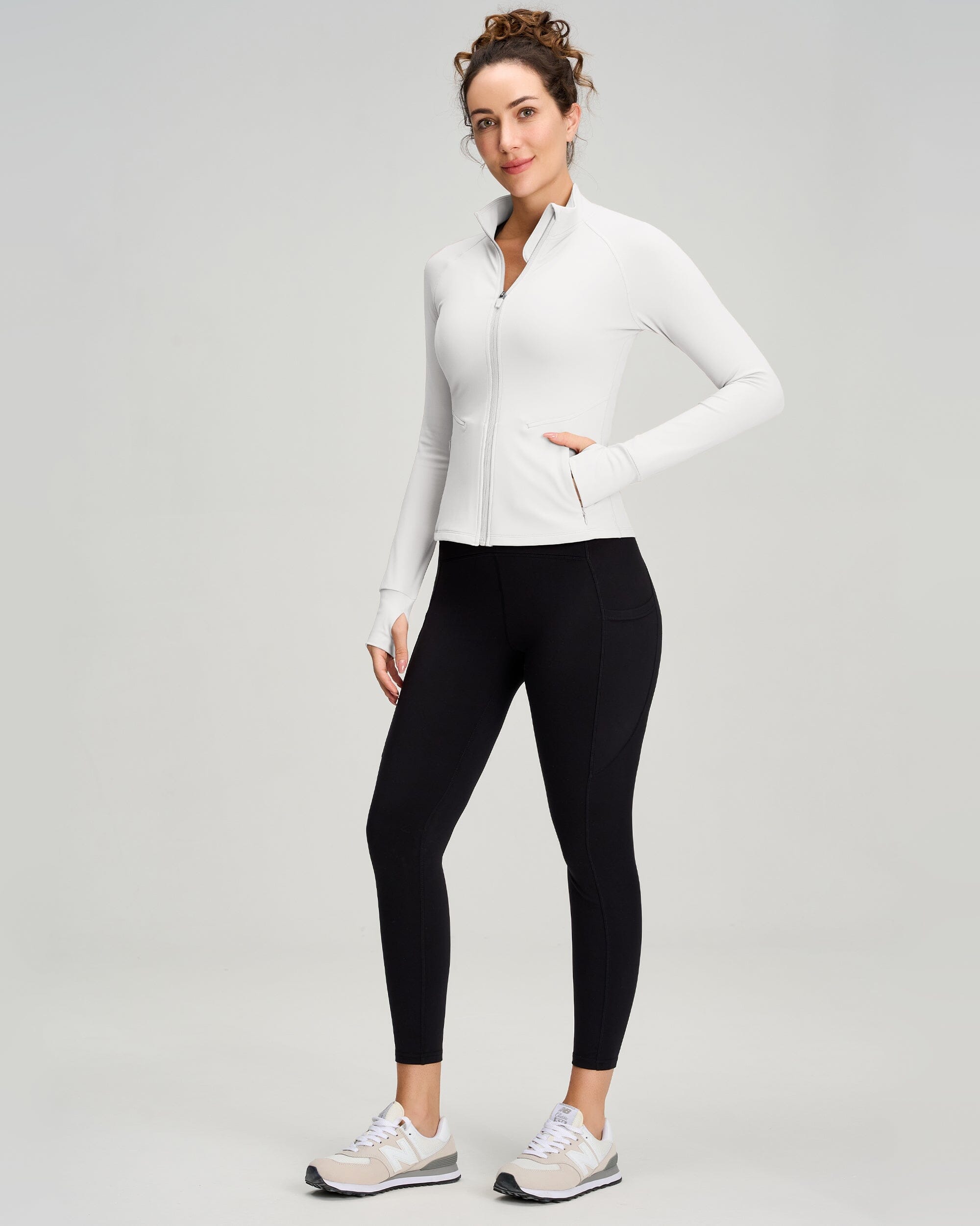Cropped Full Zip Jacket With Pockets