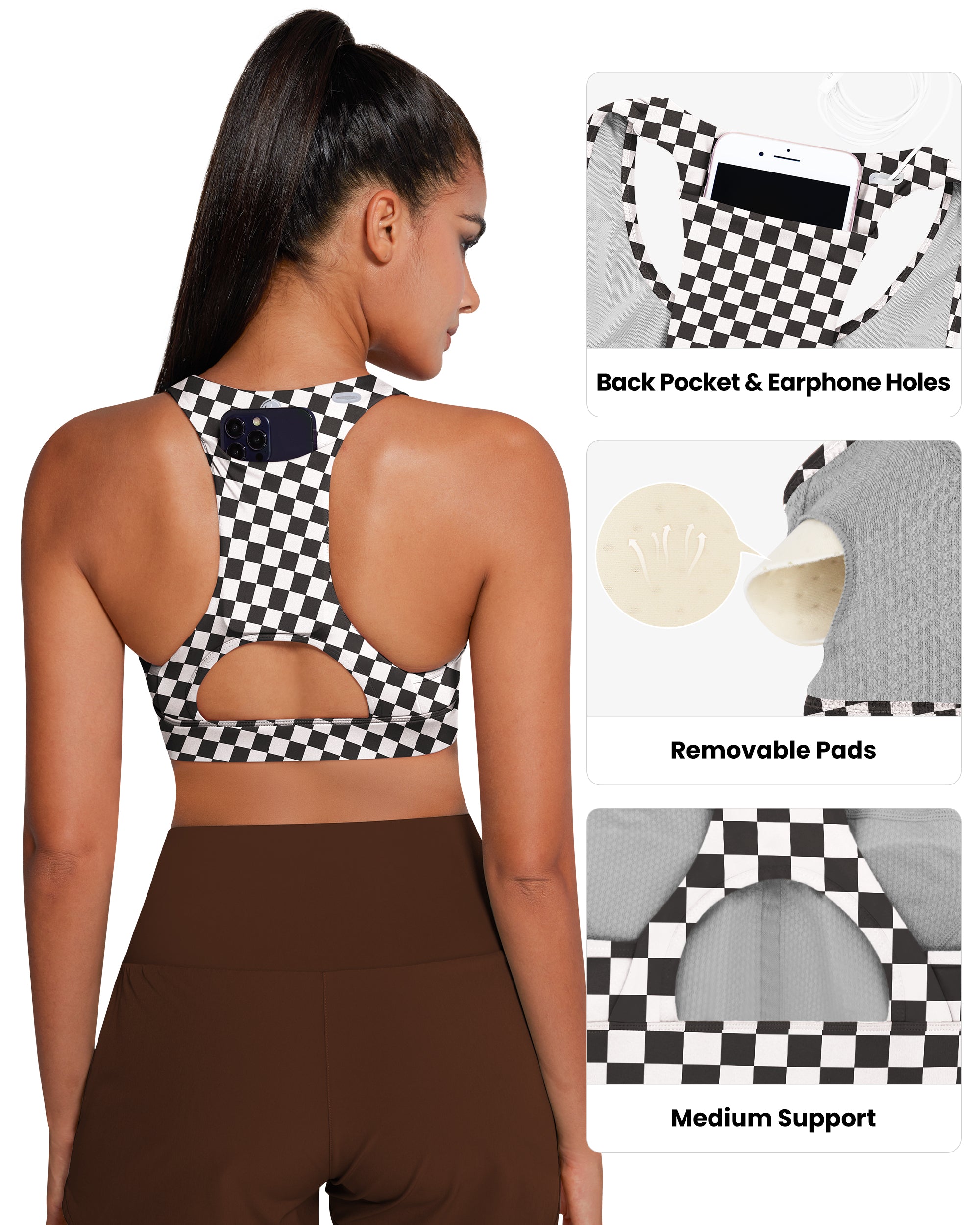 Phone Back Pockets Sport Bra 70927