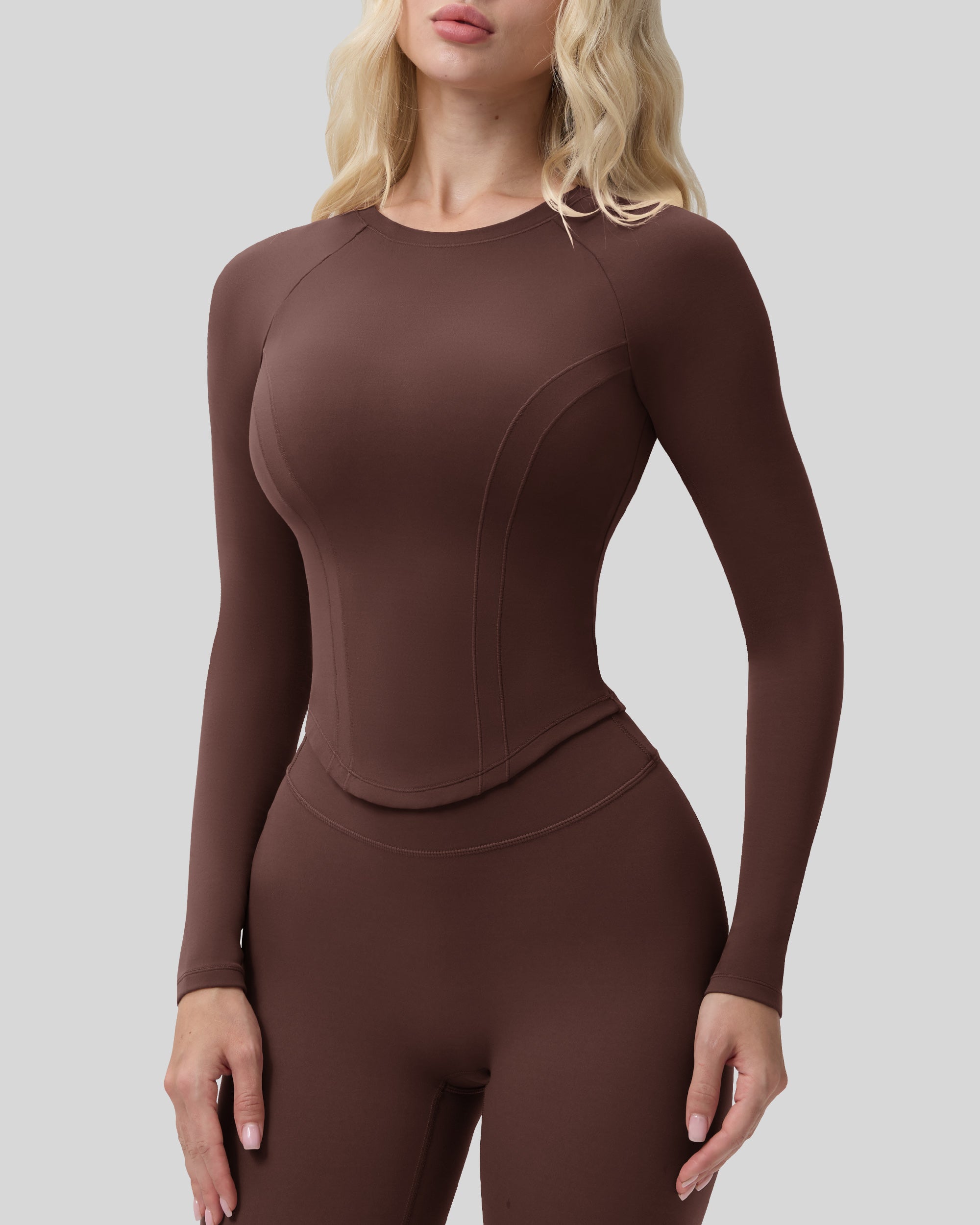 Bareluxe Long Sleeve Workout Tops for Women, Cropped Slim Fit 254405
