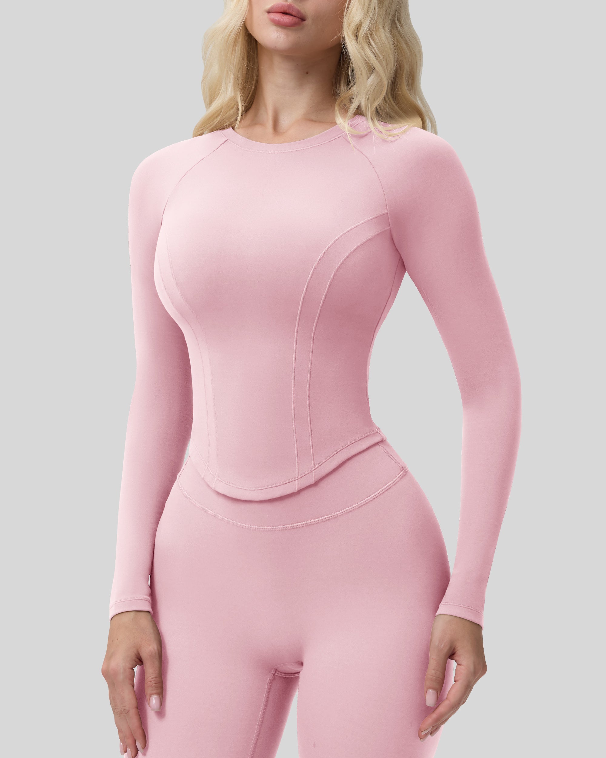 Bareluxe Long Sleeve Workout Tops for Women, Cropped Slim Fit 254405