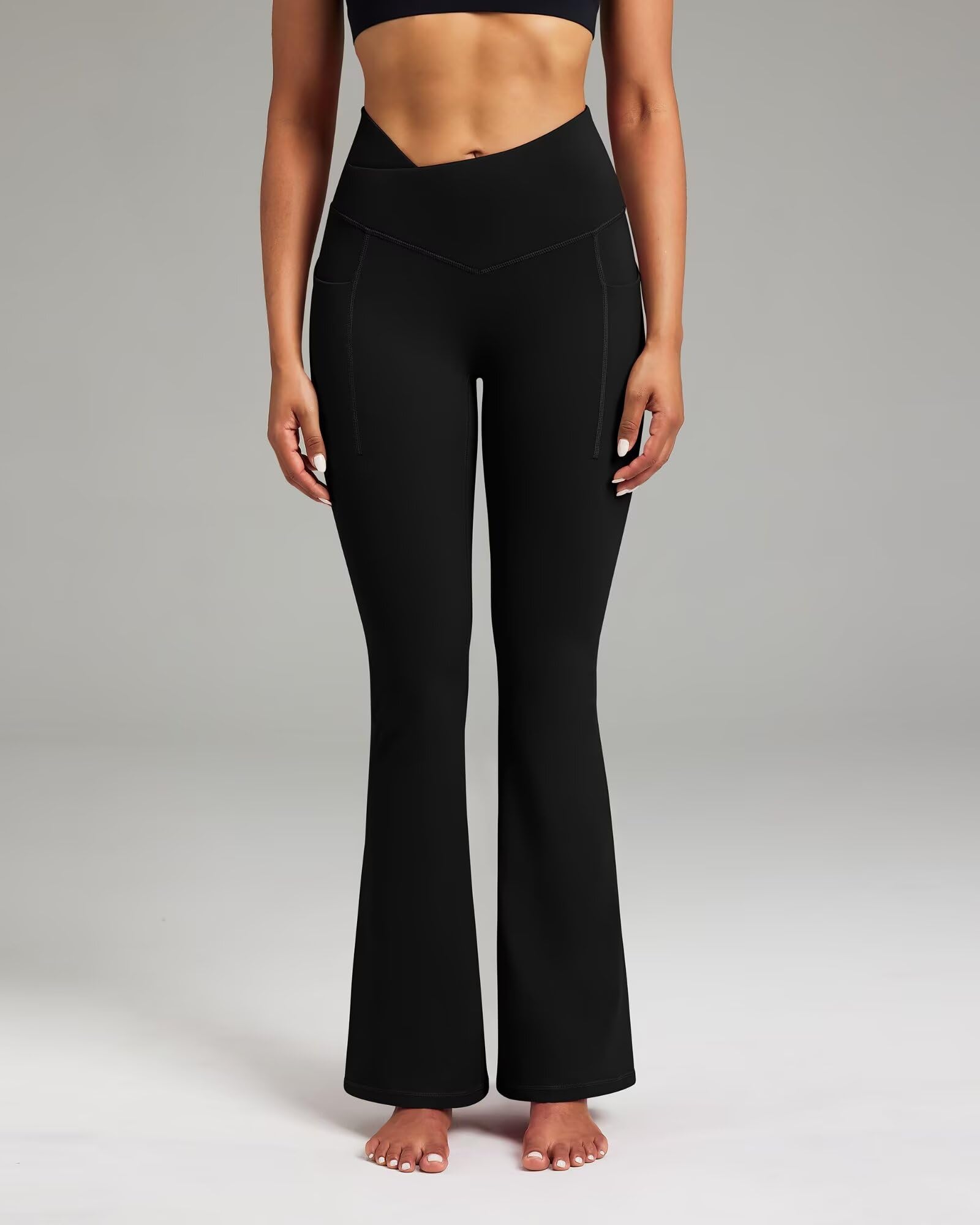 Cross Waist Flare Leggings 240404