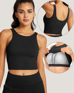 QUEENIEKE High Neck Sports Bras for Women Tank Top with Built in Bra