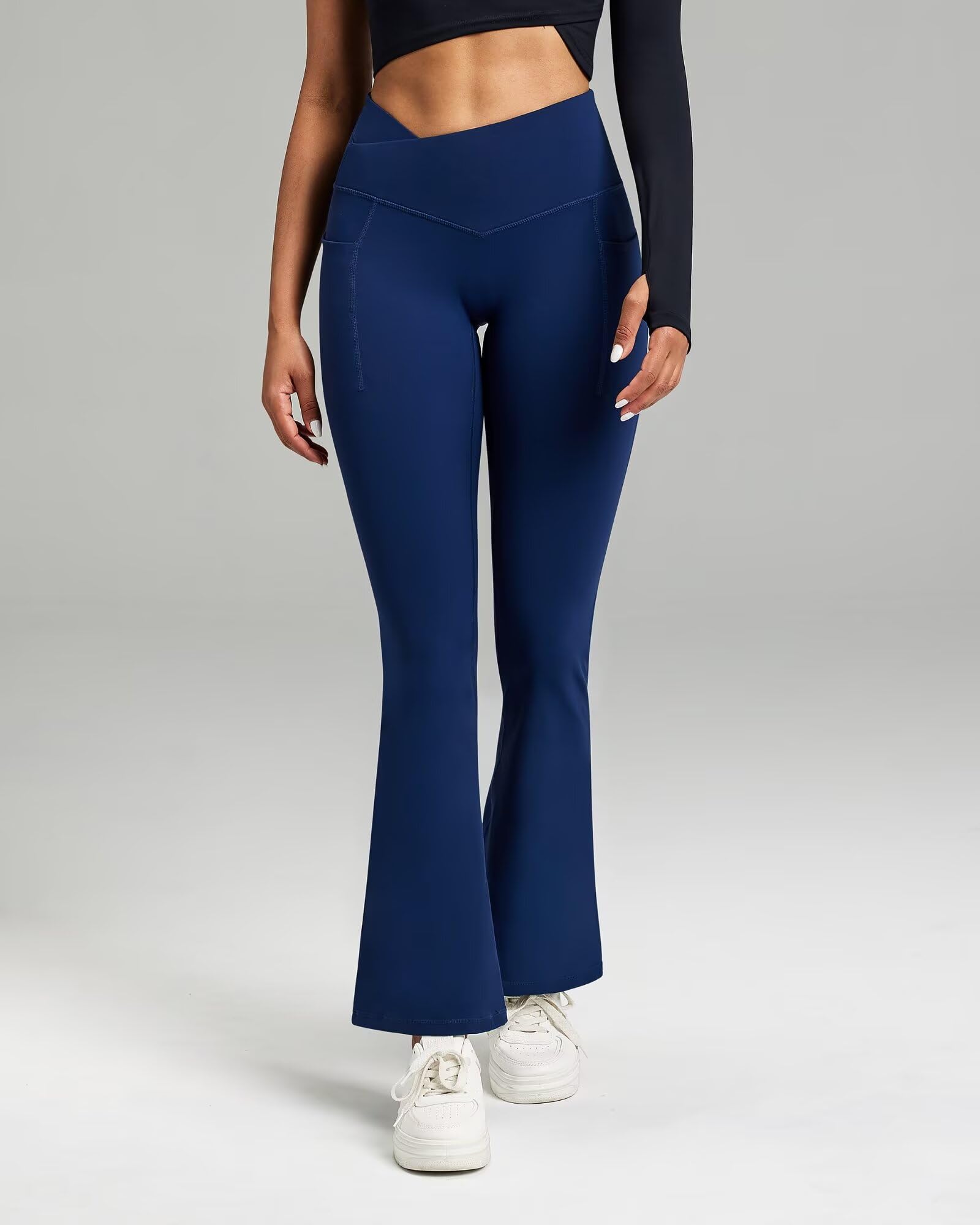 Cross Waist Flare Leggings 240404