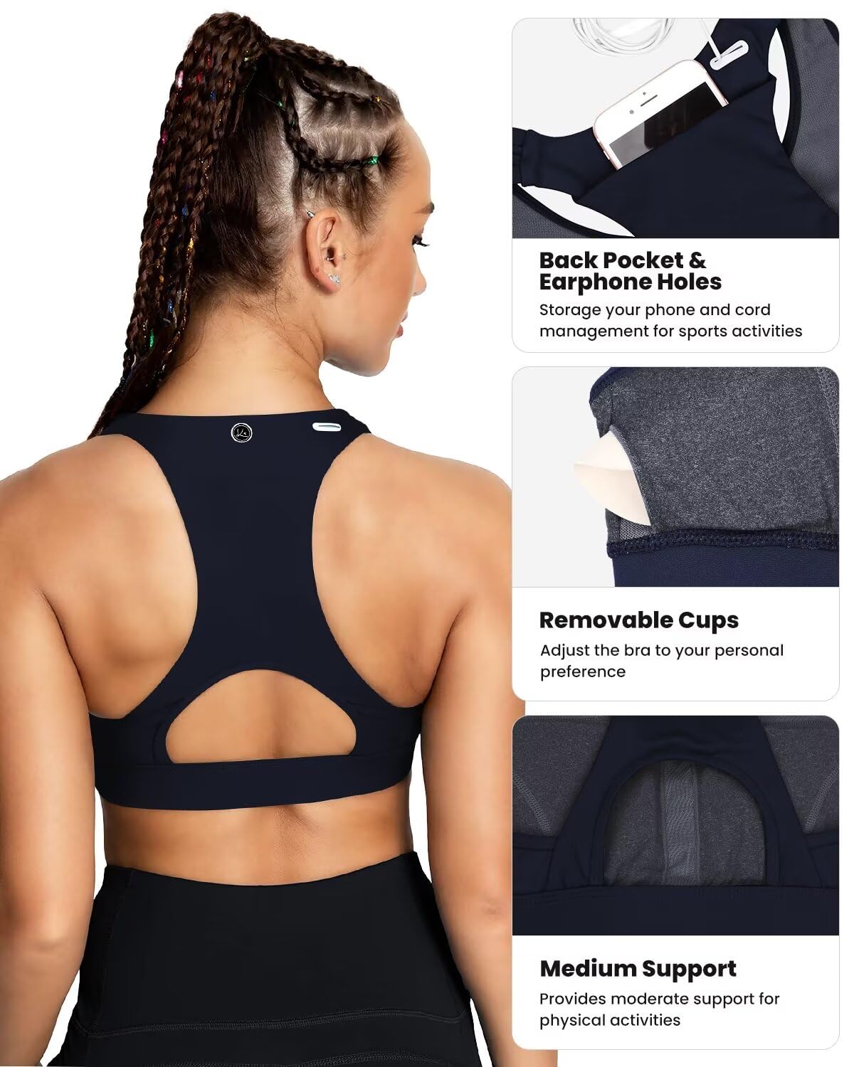 Phone Back Pockets Sport Bra 70927