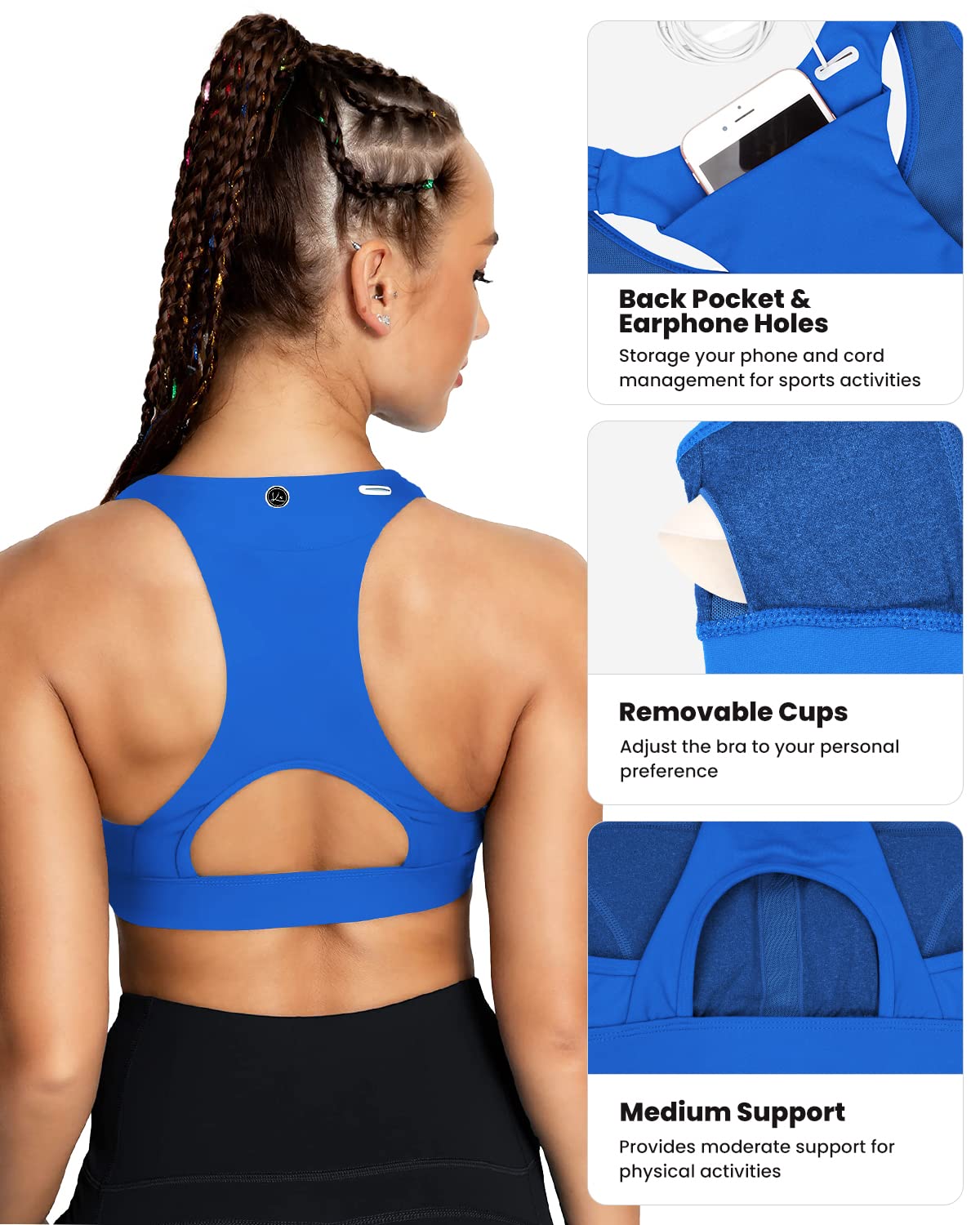 Phone Back Pockets Sport Bra 70927