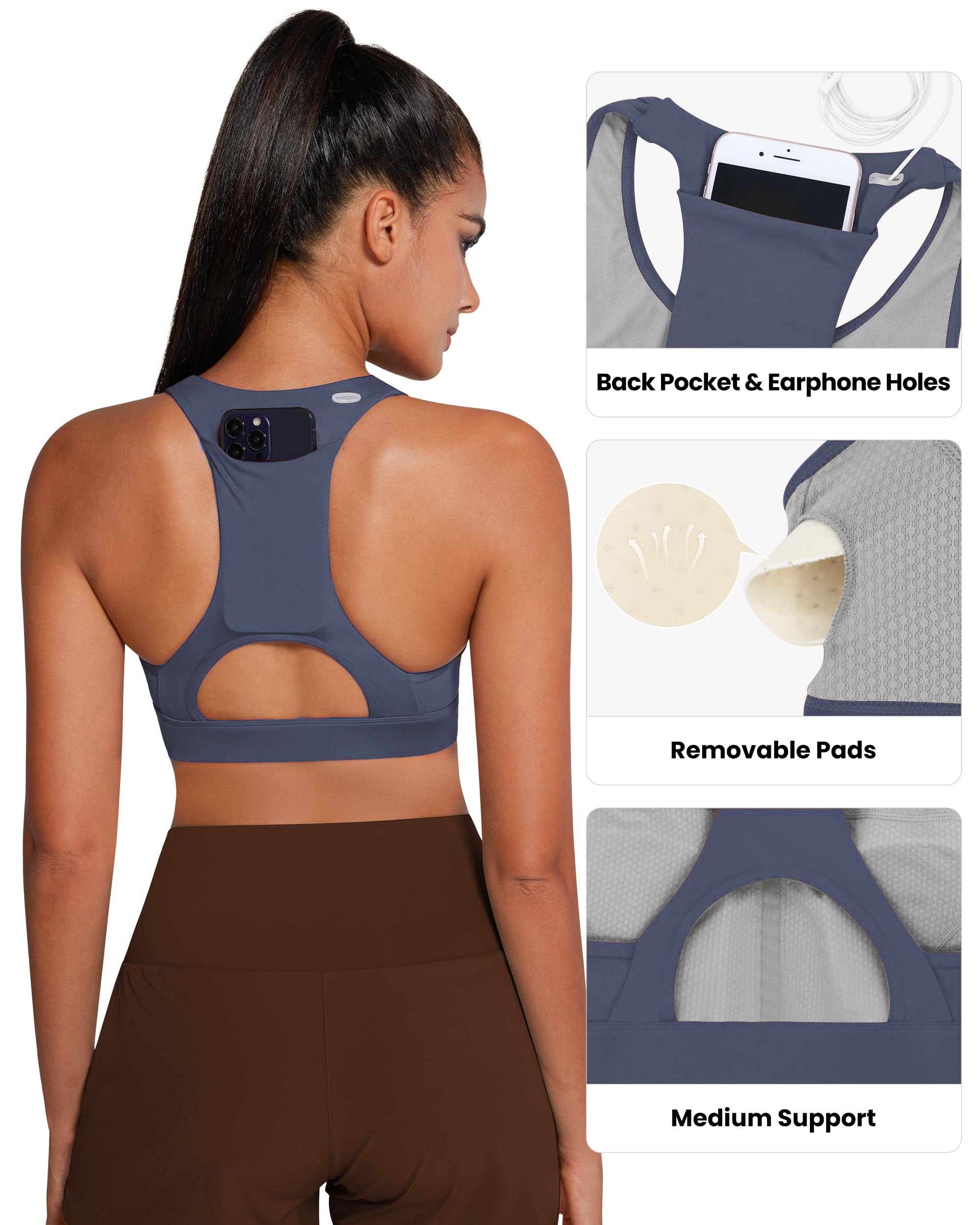 Phone Back Pockets Sport Bra 70927
