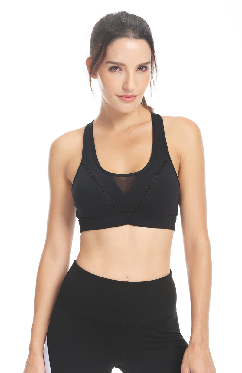 Womens High Impact Wirefree Hook-and-Eye Closure Workout Sports Bra - Queenie Ke