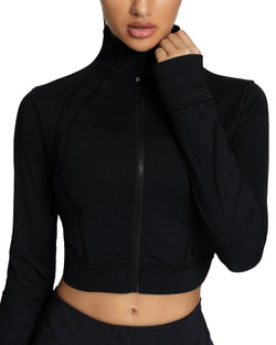 Slim Fit Plastic Cropped Jacket