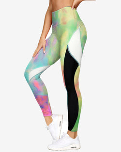 Multicolour Blocking Mesh Leggings