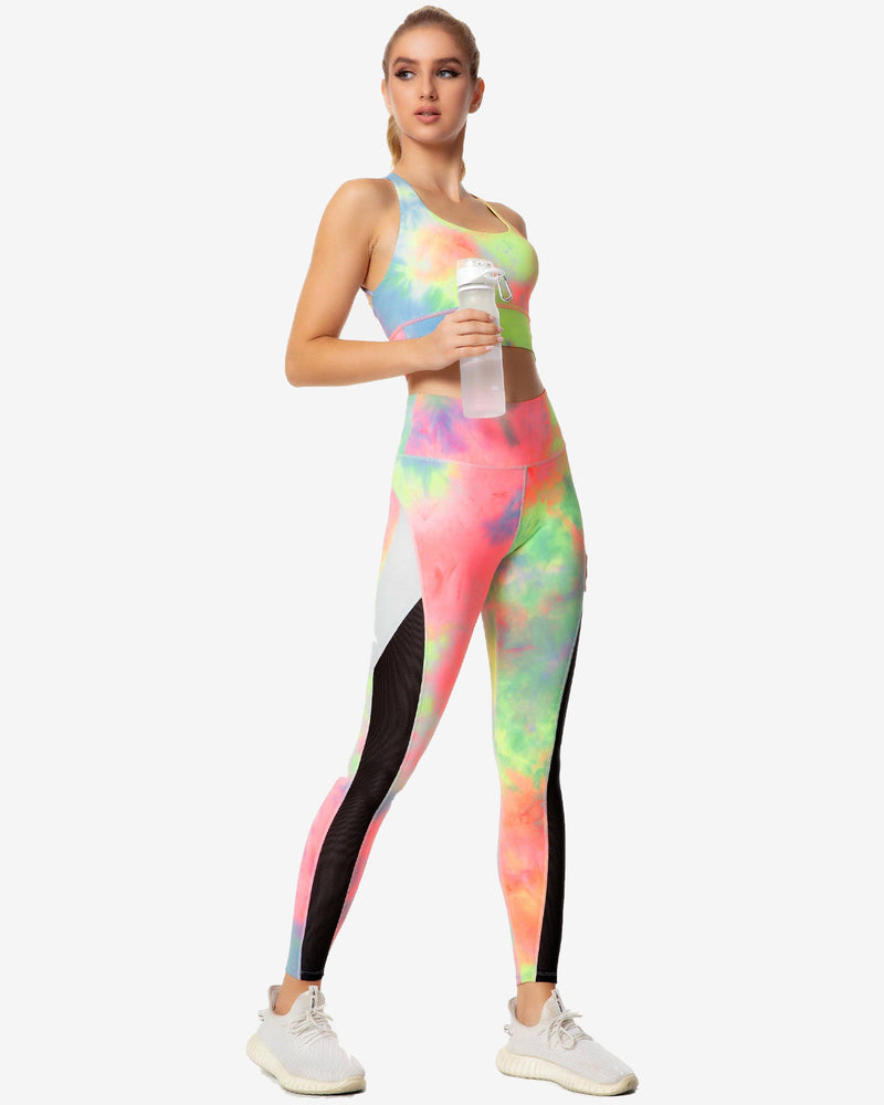 Multicolour Blocking Mesh Leggings