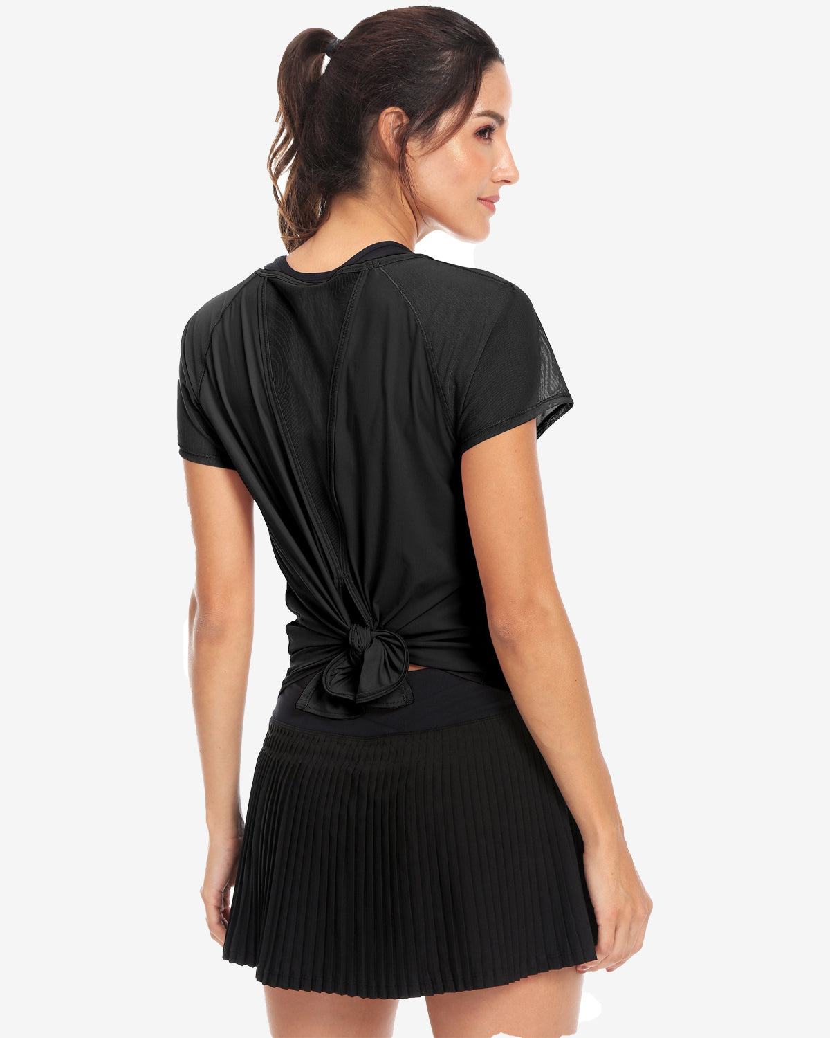 Tied Up Mix & Mesh Short Sleeve T-shirt