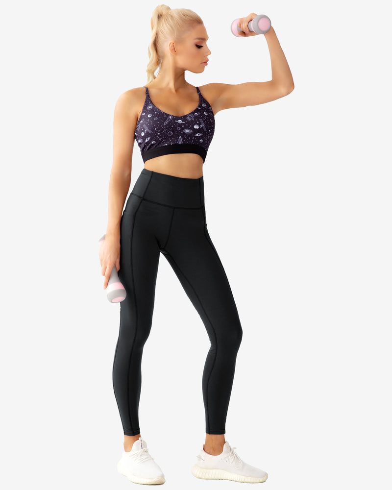 Alena Black Fold Over Yoga Pants  Women's Cute Active Co-Ord's