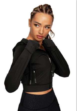 Hooded Crop Plastic Soft Jacket