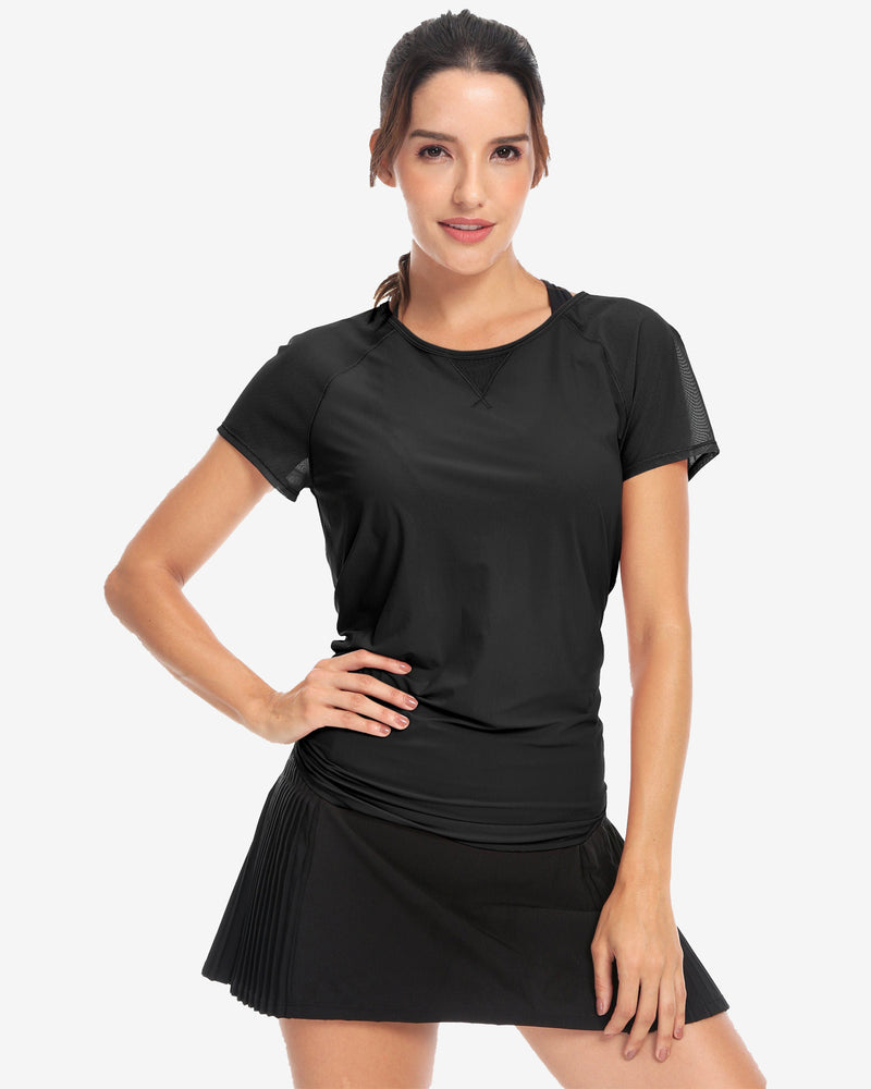 Tied Up Mix & Mesh Short Sleeve T-shirt