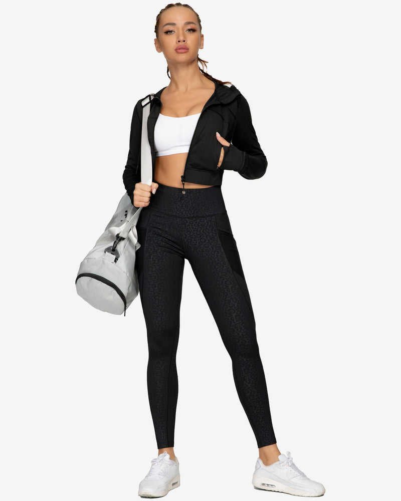 Hooded Crop Plastic Soft Jacket