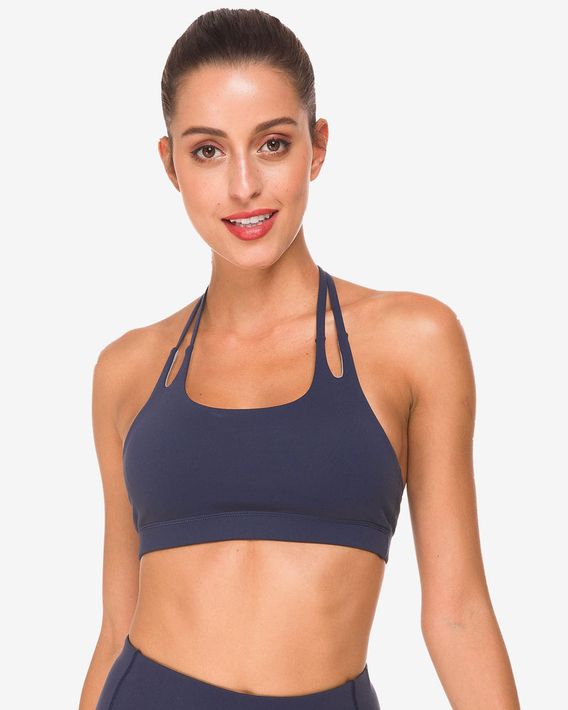 QUEENIEKE - Womens Light Support Yoga padded Double T Back Sports Bra