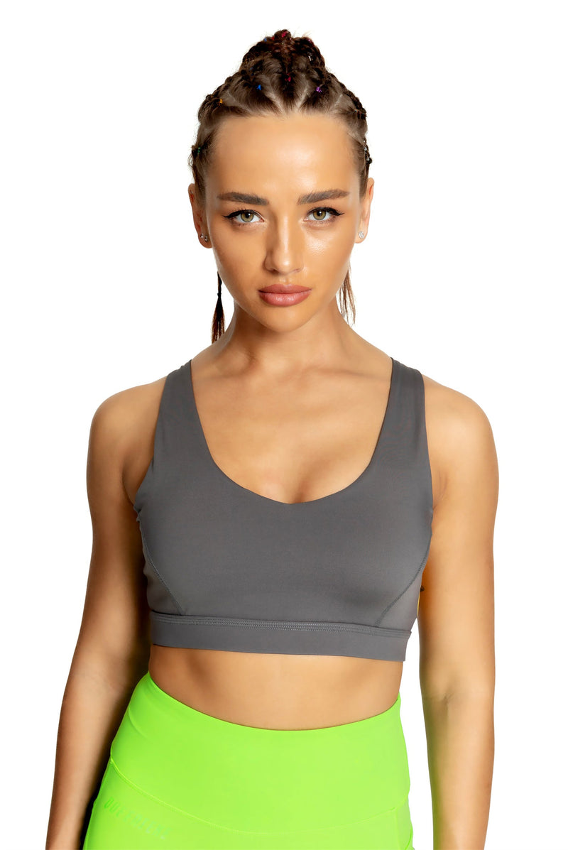 Back Strap Panel Color Sports Bra