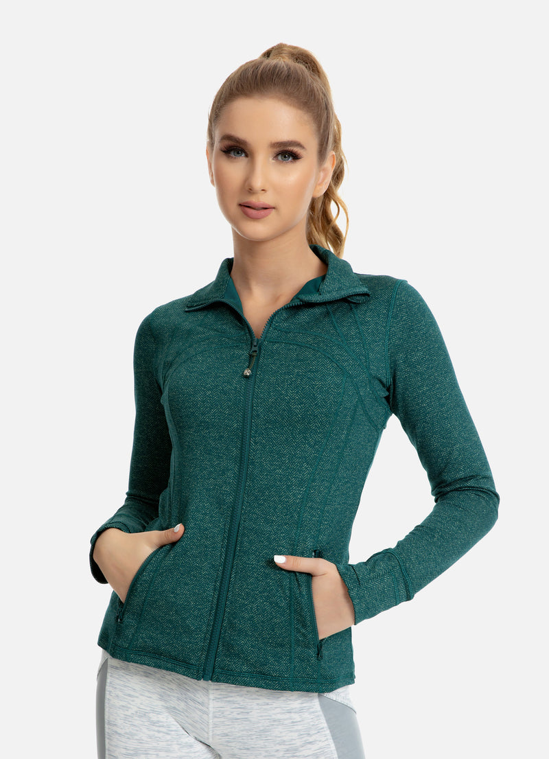 Green-Color Blocking Jacquard