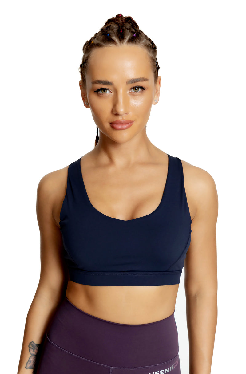 Back Strap Panel Color Sports Bra