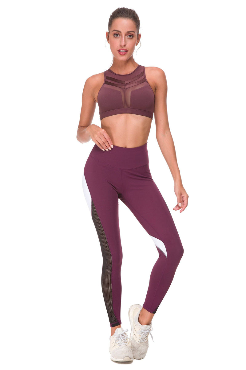 Color Blocking Mesh Running Leggings