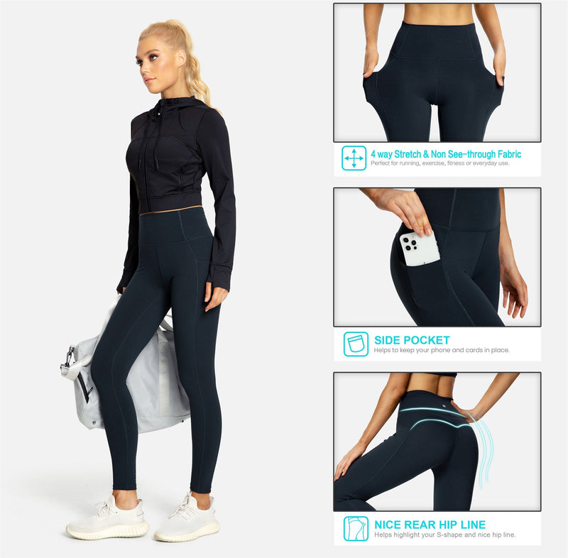 Alena Black Fold Over Yoga Pants  Women's Cute Active Co-Ord's