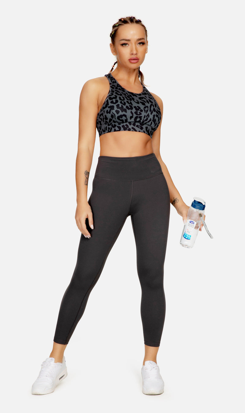 Leopard Print Support Back Pockets Sport Bra