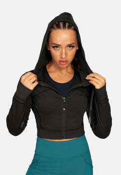 Hooded Crop Plastic Soft Jacket